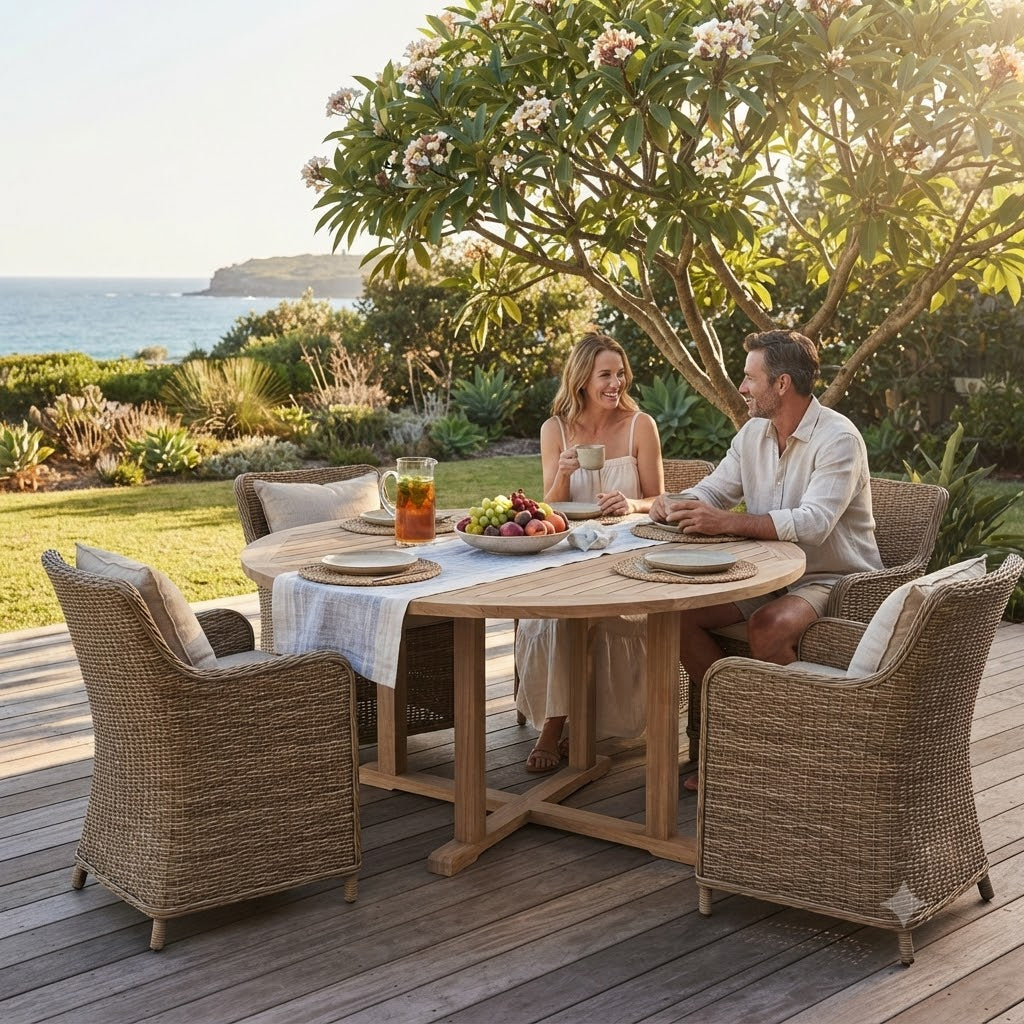 Anderson Teak Tosca 59″ Round Dining Table – Solid Teak Outdoor Patio Table