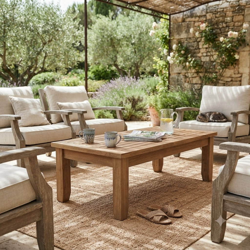 Anderson Teak Luxe Outdoor Rectangular Coffee Table – Premium Grade A Teak Patio Coffee Table for Deep Seating