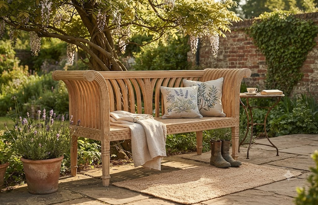 Anderson Teak – Cleopatra Curve Bench – Handcrafted Grade-A Teak Seating