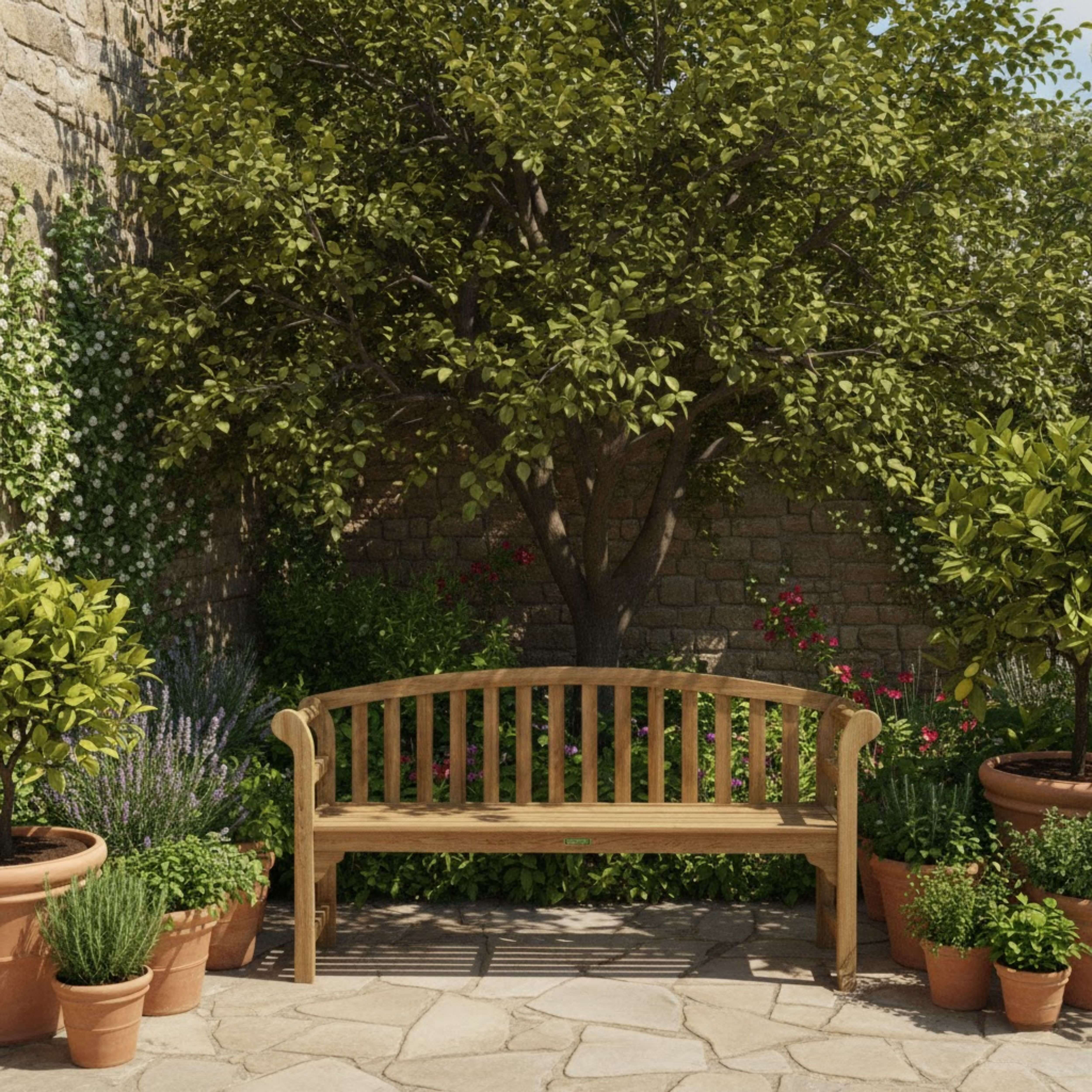 Anderson Teak Brisbane Deep Seating Bench – Solid Teak Outdoor Lounge Bench with Cushions