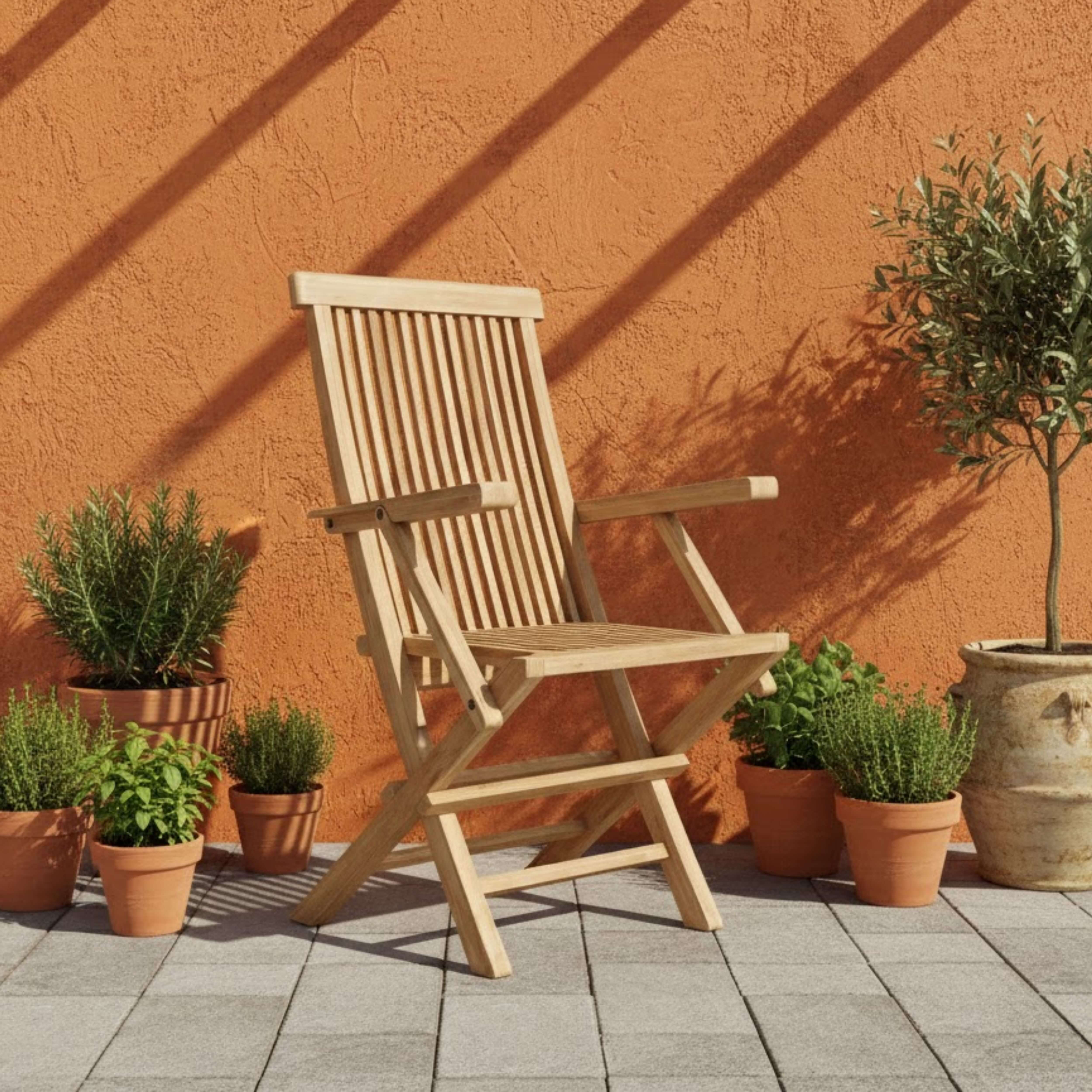 Anderson Teak Classic Folding Armchair (2-PC) – Solid Teak Outdoor Seating
