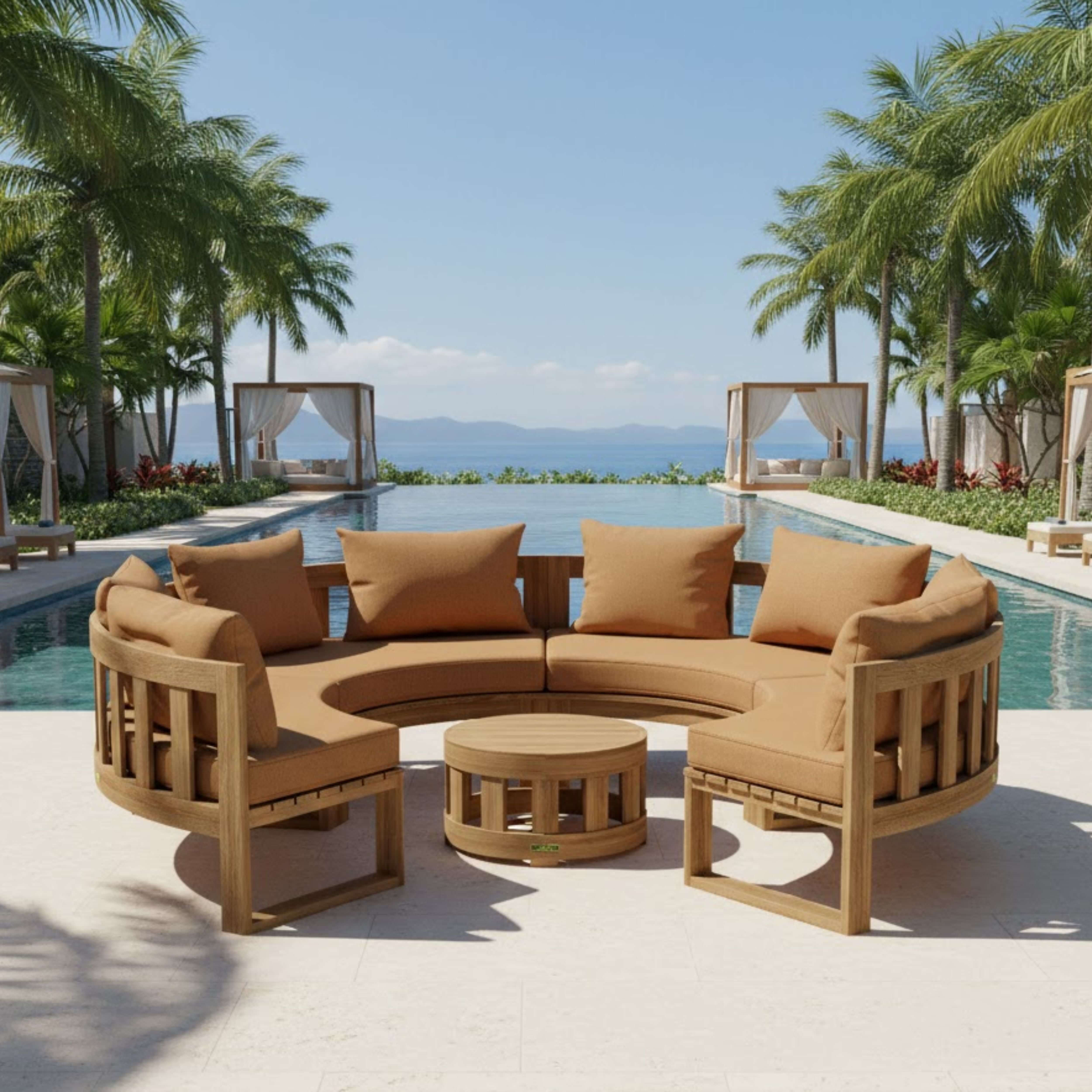 Anderson Teak – Circular Modular Deep Seating Set 810 – 8-Person Teak Sofa Set