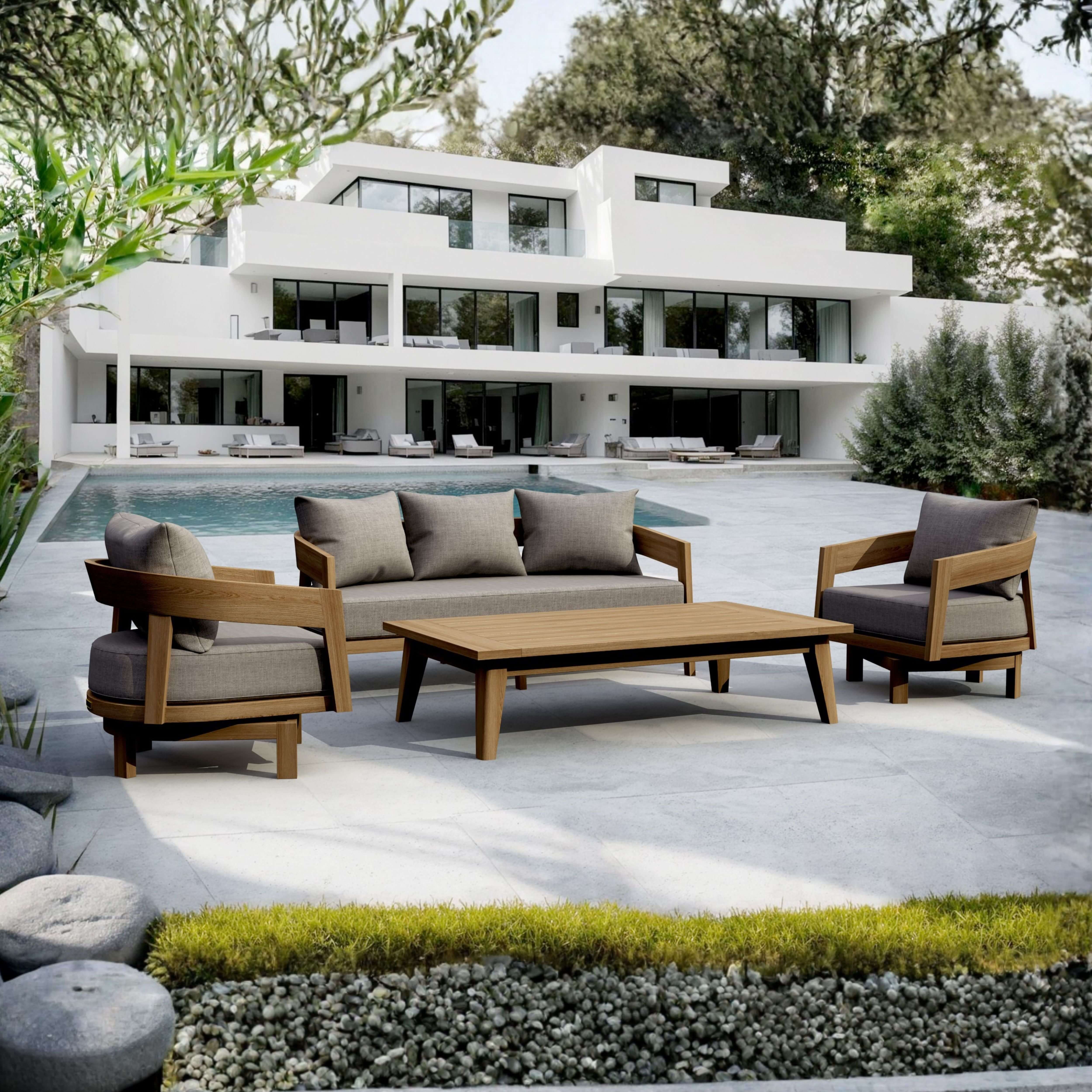 Anderson Teak Toscana 4-Piece Deep Seating Set – Premium Teak Outdoor Patio Sofa & Swivel Lounge Set with Sunbrella Cushions
