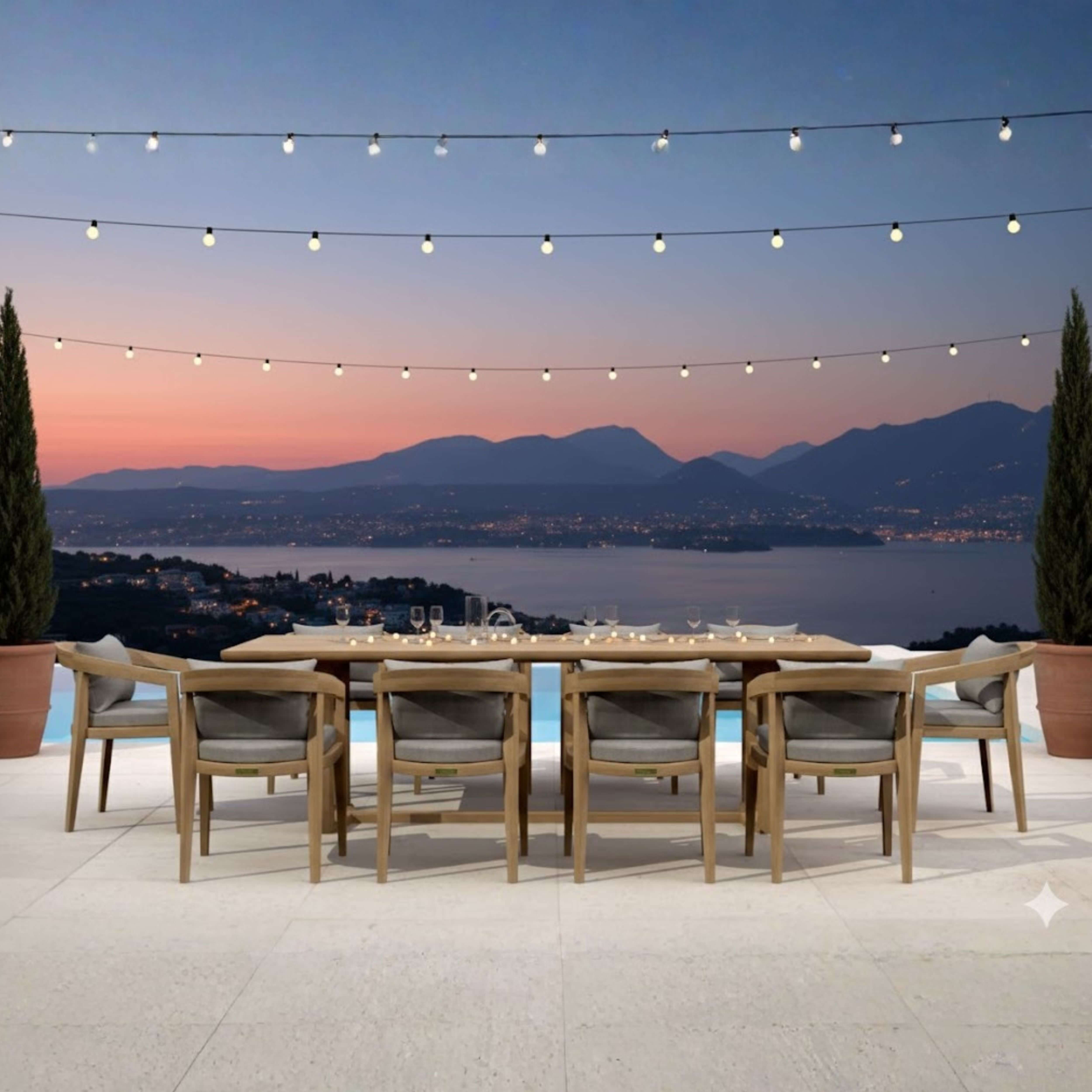 Anderson Teak Toscana 11-Piece Outdoor Dining Set with Cushions – Premium Solid Teak Patio Furniture for 10