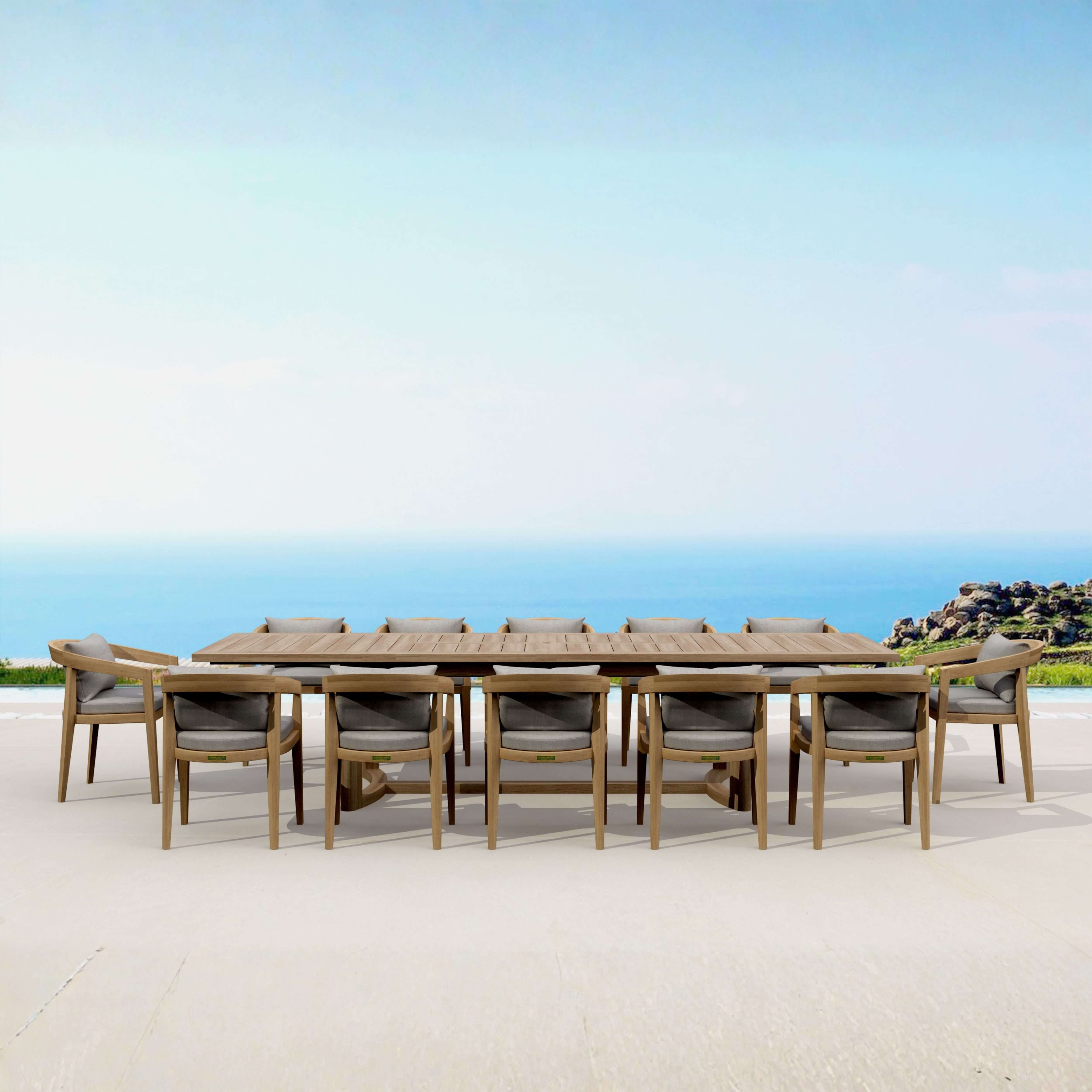 Anderson Teak Toscana 13-Piece Extendable Outdoor Dining Set with Cushions – Premium Solid Teak Patio Furniture for 12