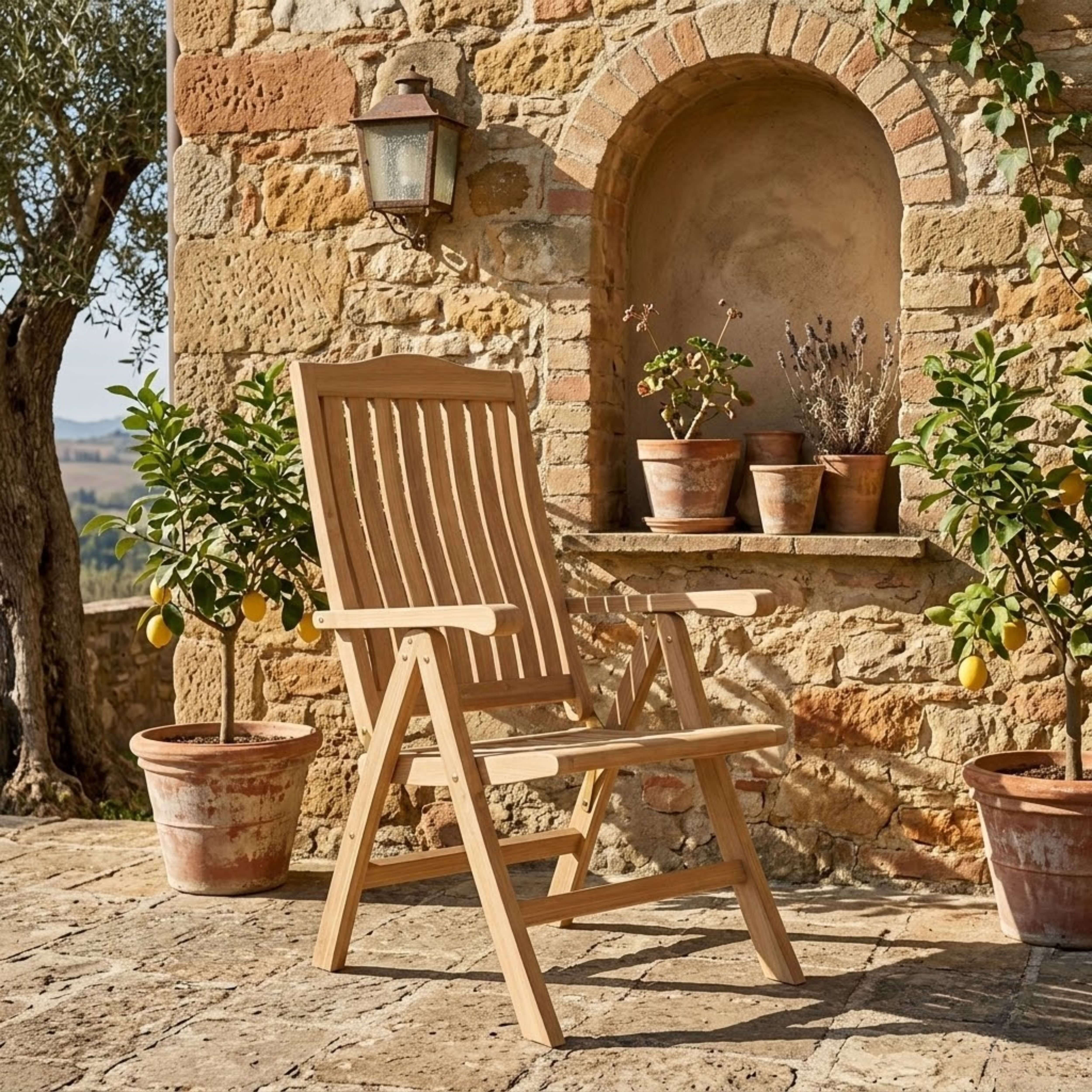 Anderson Teak Katana 5-Position Reclining Armchair – Folding Teak Outdoor Seating