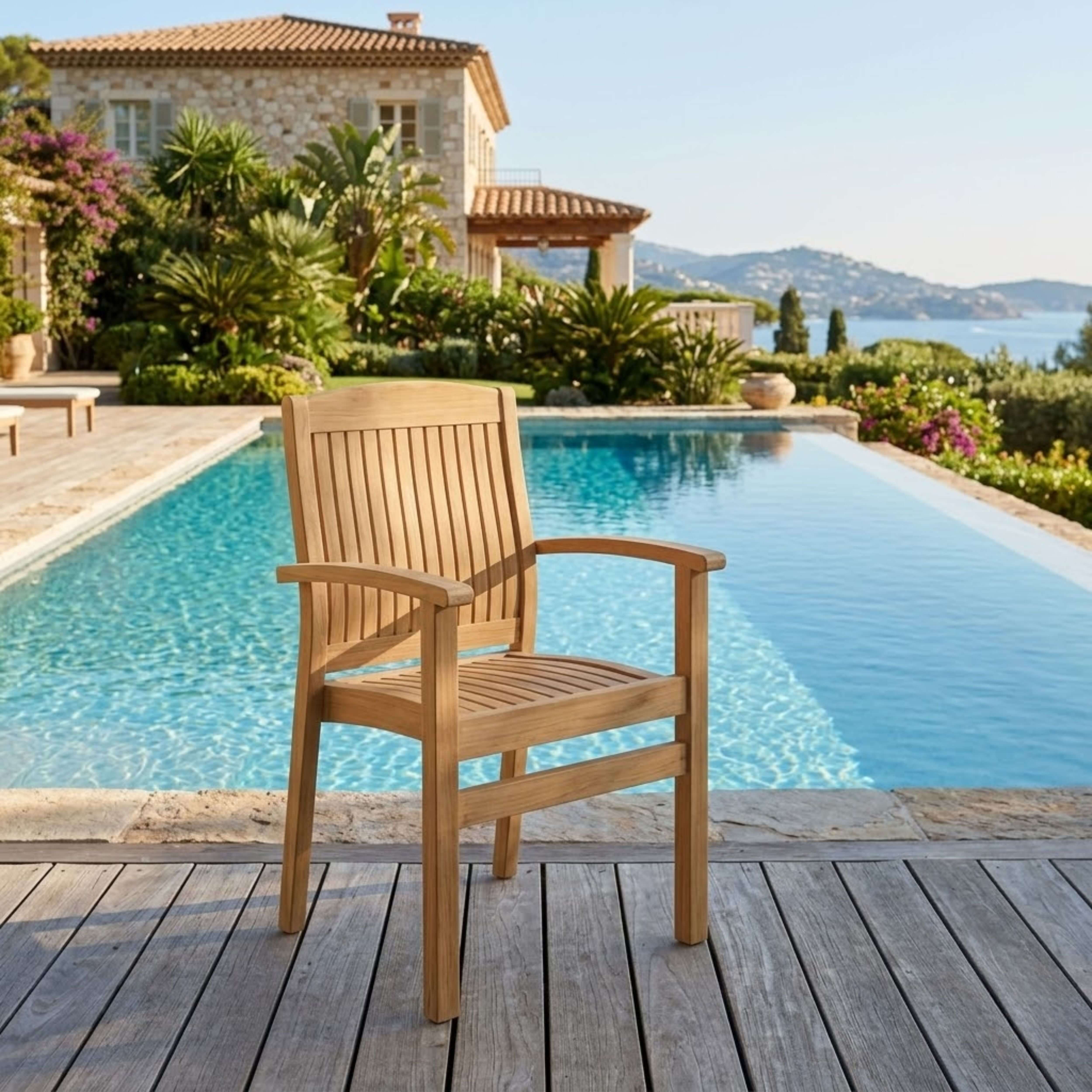 Anderson Teak Sahara Stacking Armchair (4-PCS) – Solid Teak Outdoor Seating
