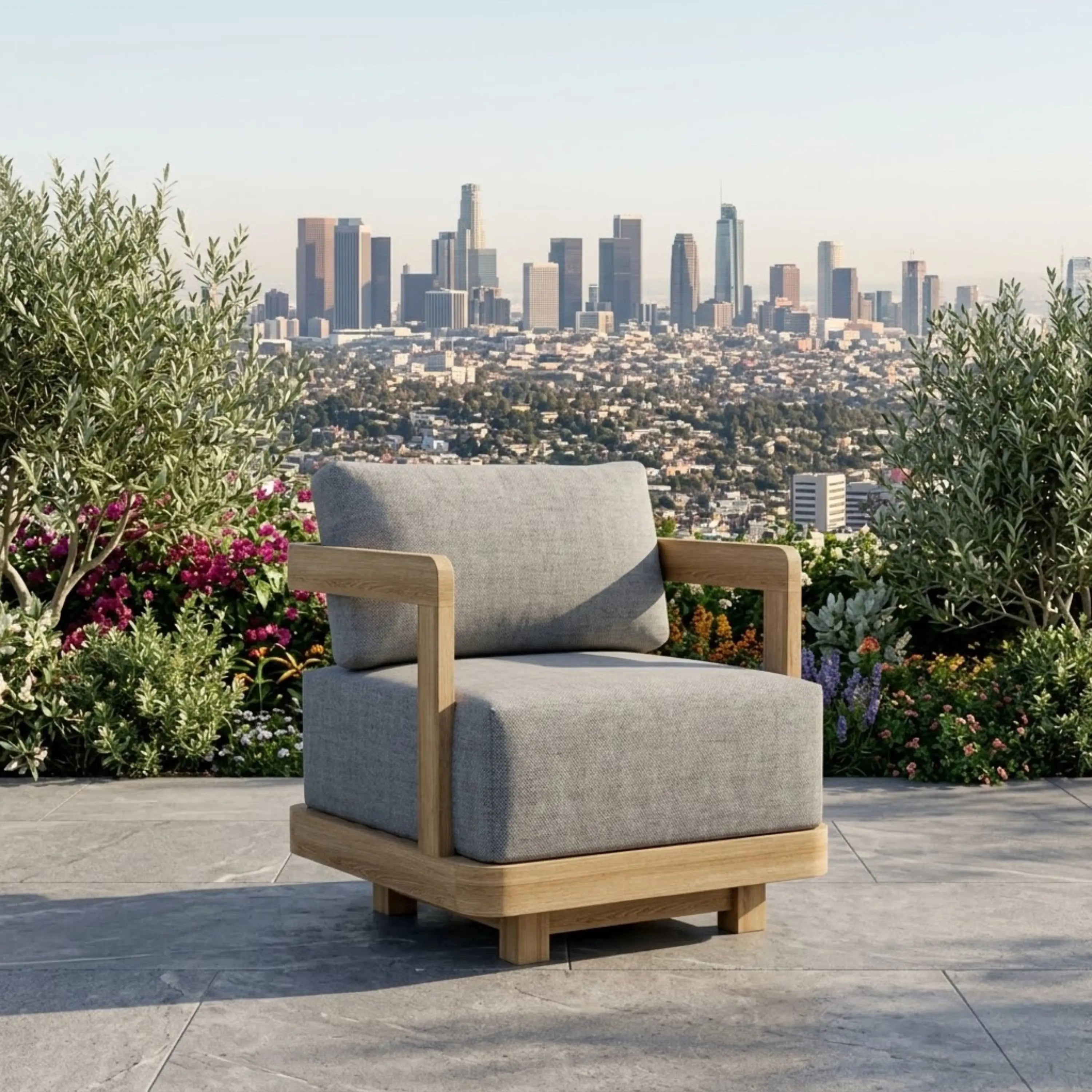 Anderson Teak Granada Swivel Outdoor Lounge Armchair – Premium Grade A Teak Patio Chair with Sunbrella Cushions