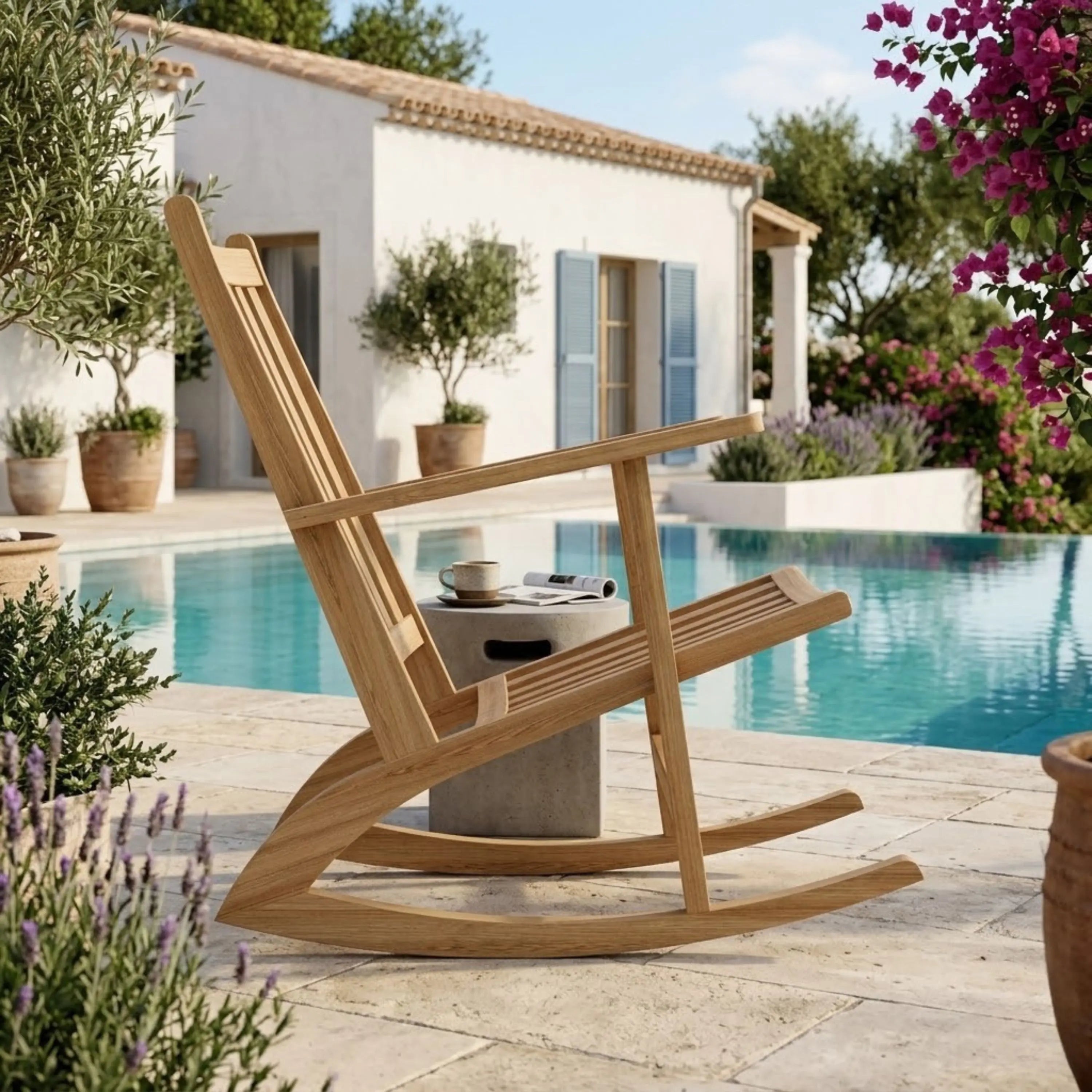 Anderson Teak Modern Rocking Armchair – Contemporary Teak Outdoor Rocker