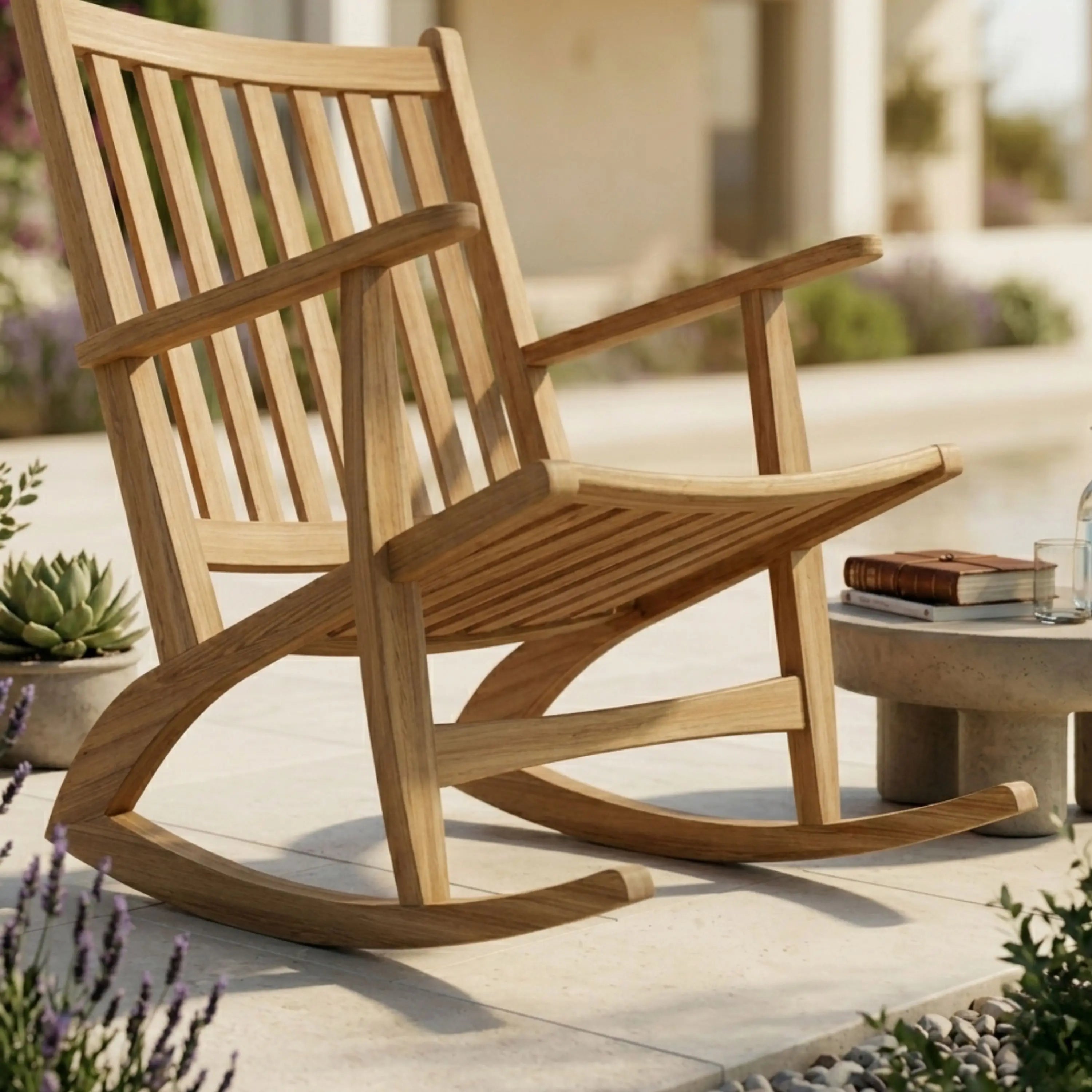 Anderson Teak Modern Rocking Armchair – Contemporary Teak Outdoor Rocker