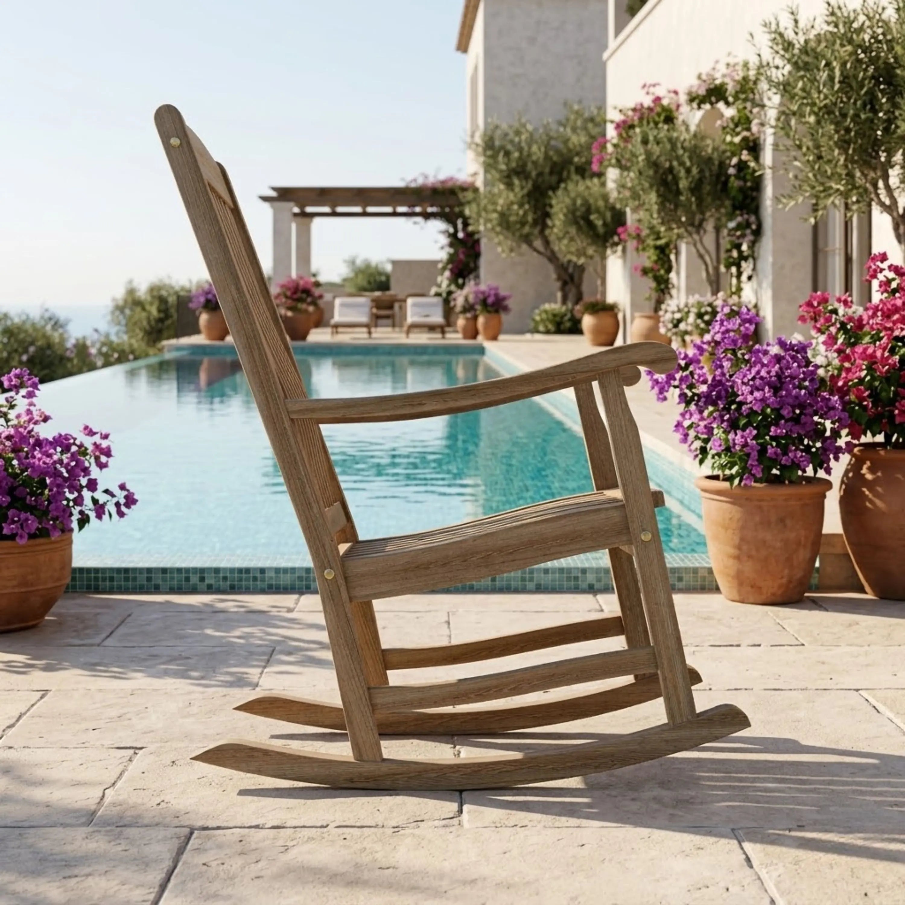 Anderson Teak Ipanema Rocking Armchair – Curved Teak Outdoor Rocker