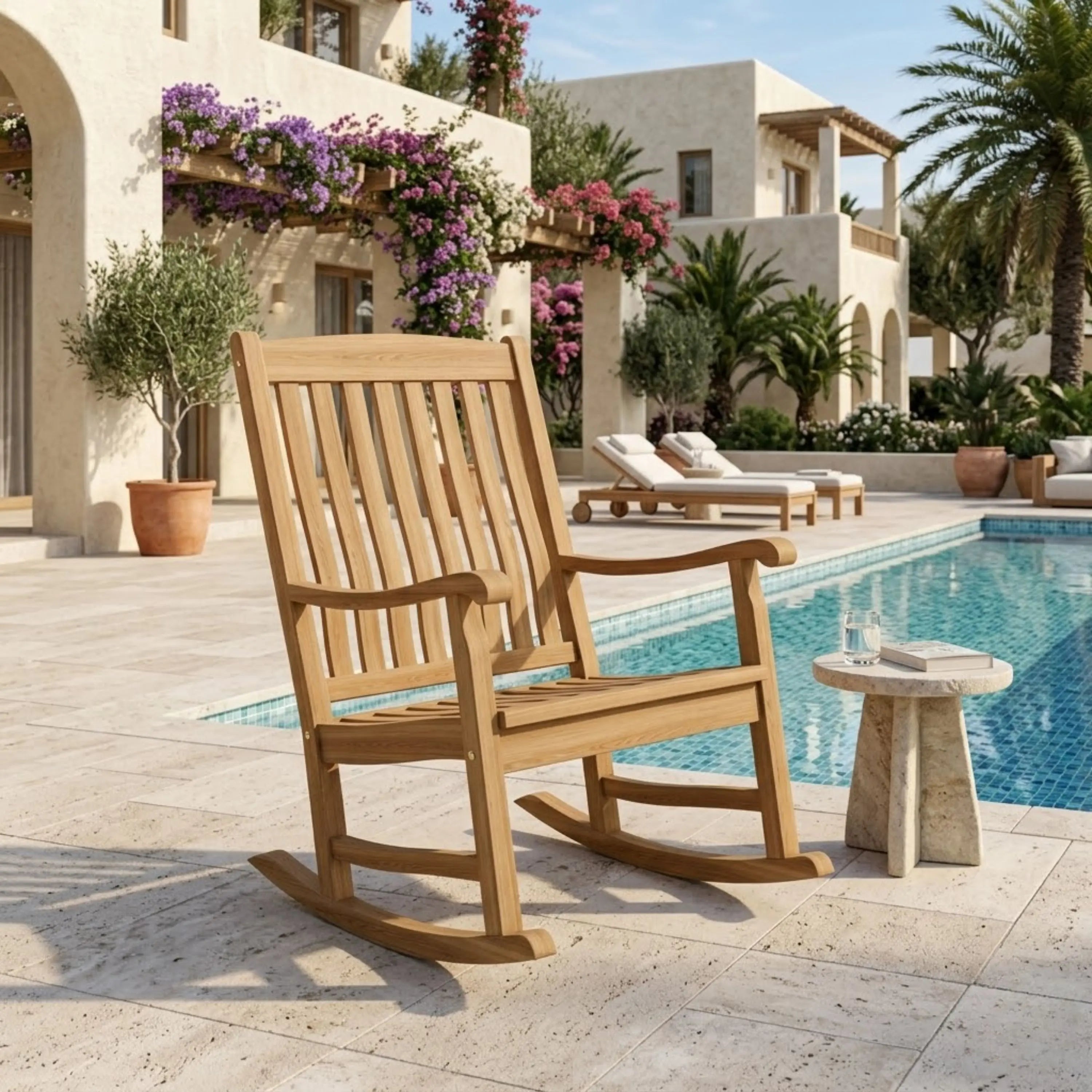 Anderson Teak Ipanema Rocking Armchair – Curved Teak Outdoor Rocker