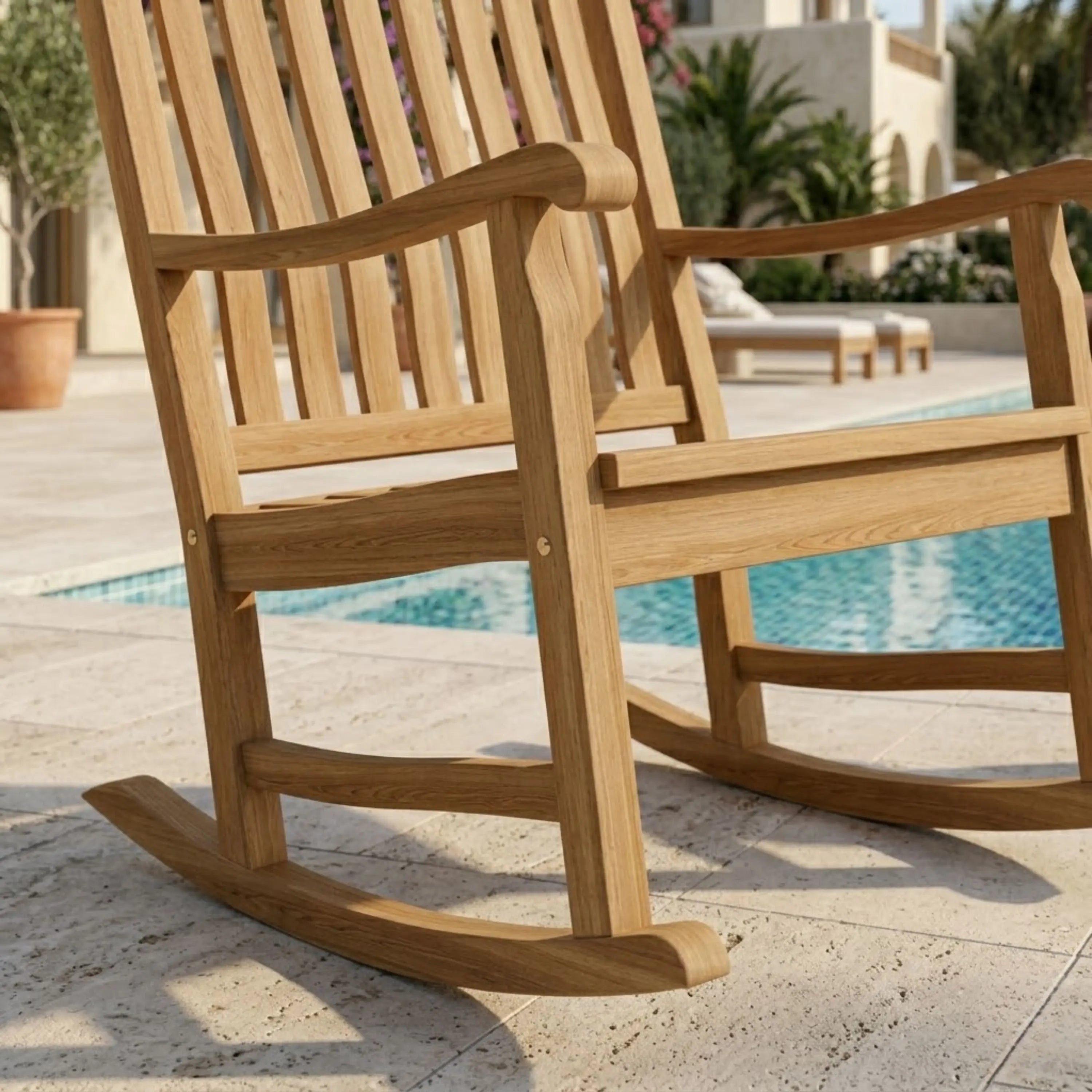 Anderson Teak Ipanema Rocking Armchair – Curved Teak Outdoor Rocker