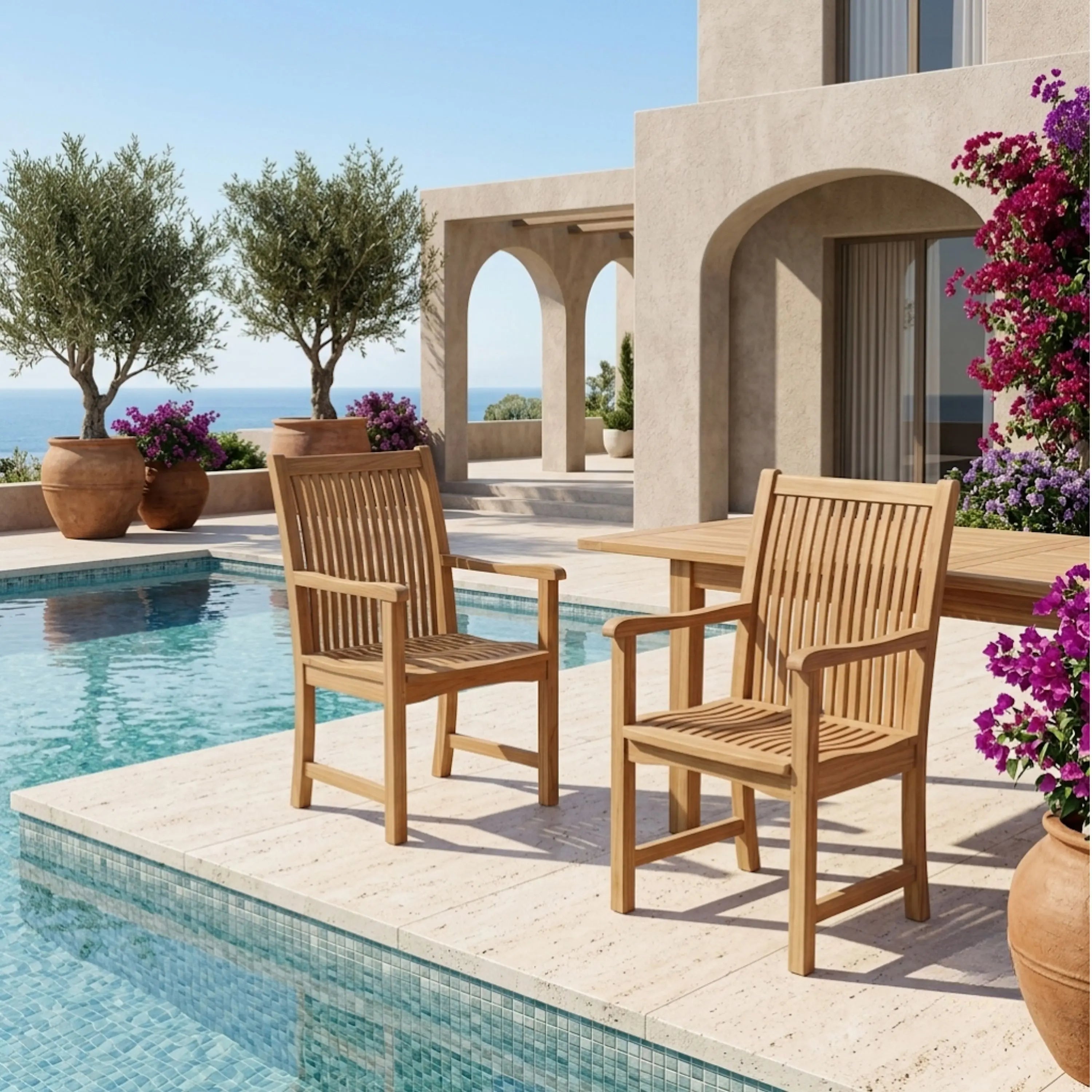 Anderson Teak Chicago Dining Armchair – Solid Teak Outdoor Patio Seating
