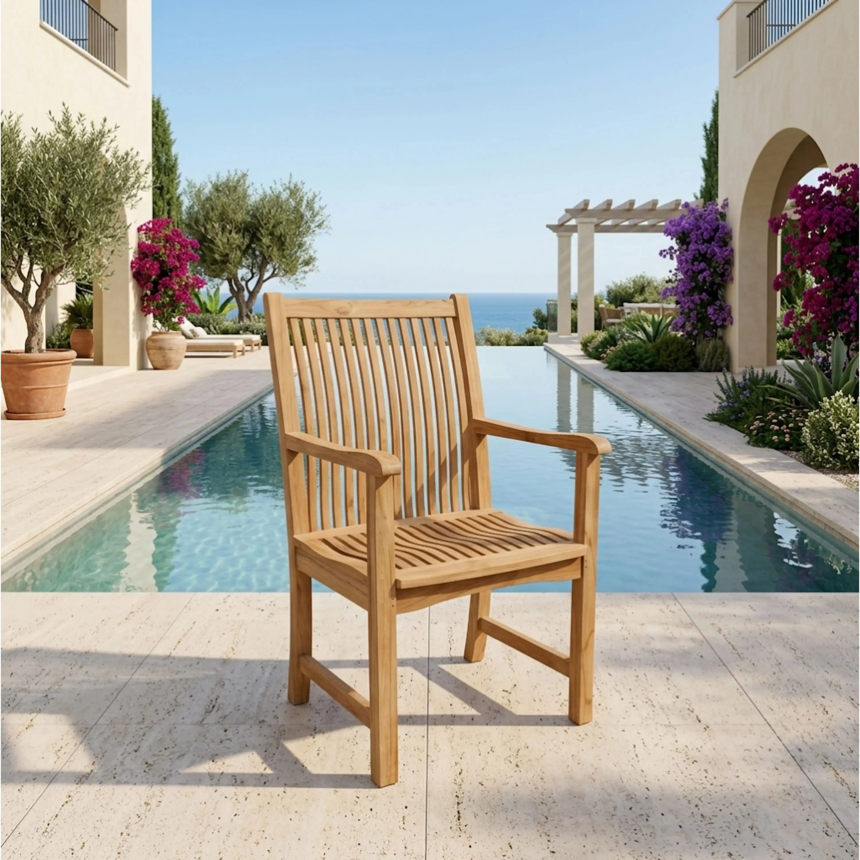 Anderson Teak Chicago Dining Armchair – Solid Teak Outdoor Patio Seating