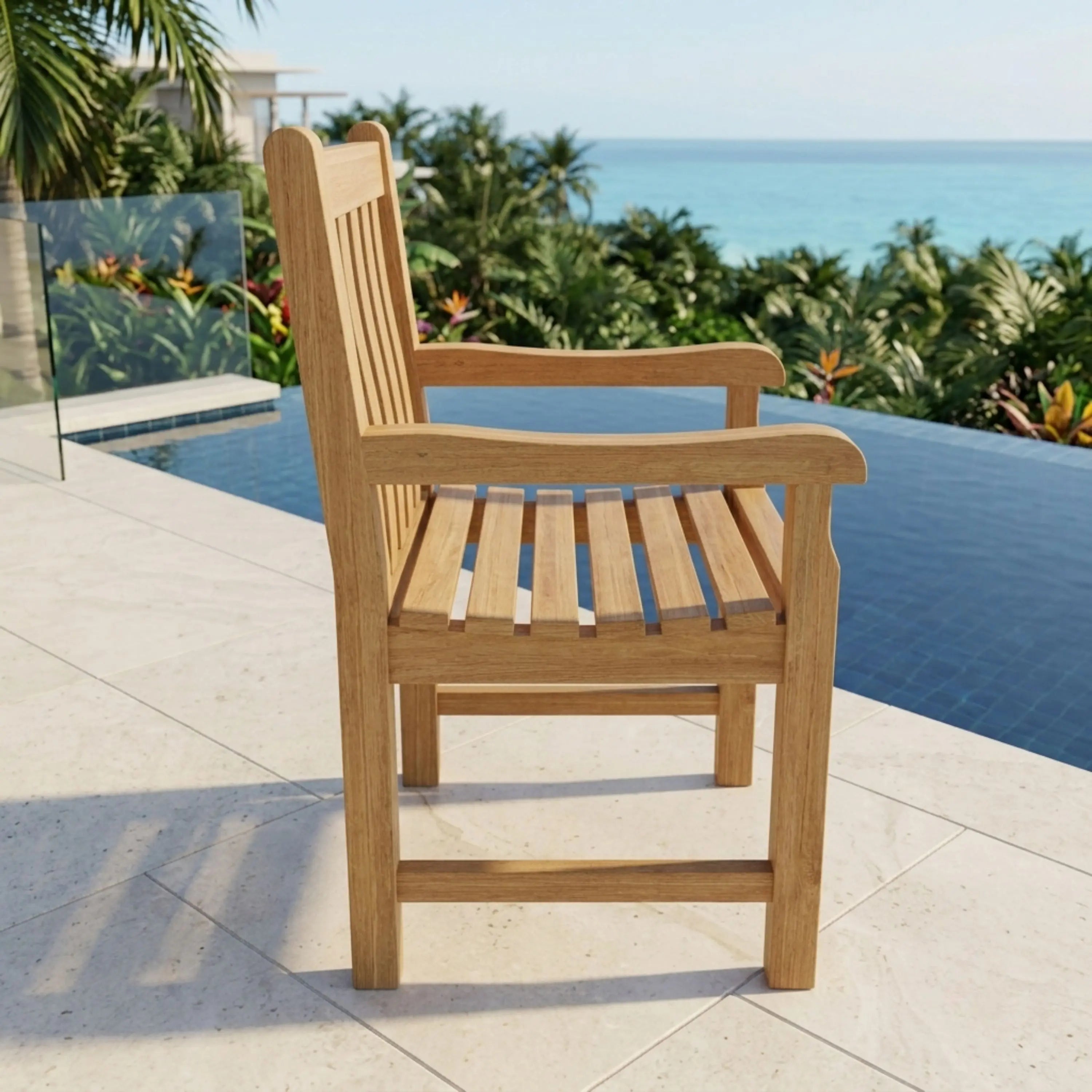 Anderson Teak Classic Dining Armchair Premium Solid Teak Outdoor Dining Chair