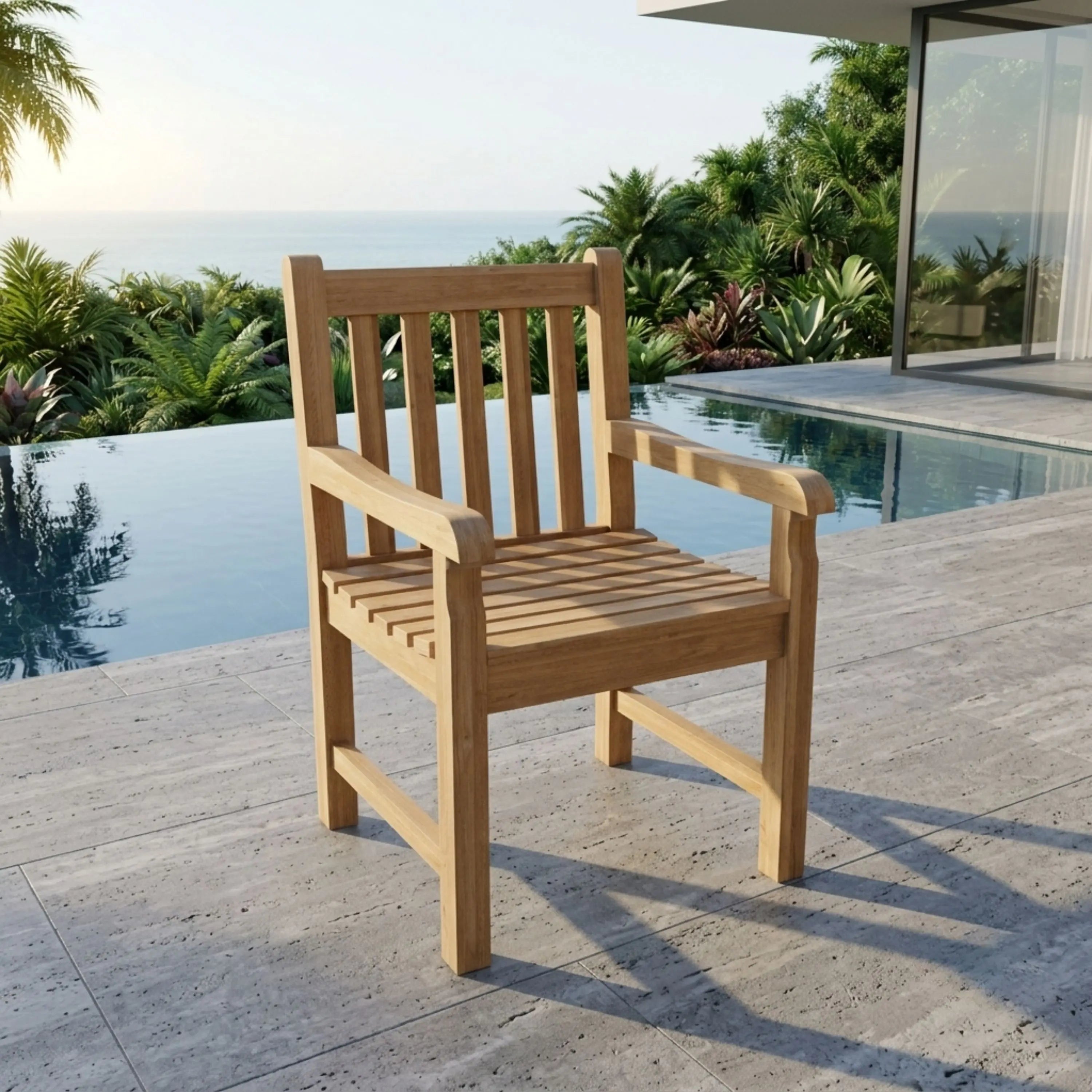 Anderson Teak Classic Dining Armchair Premium Solid Teak Outdoor Dining Chair