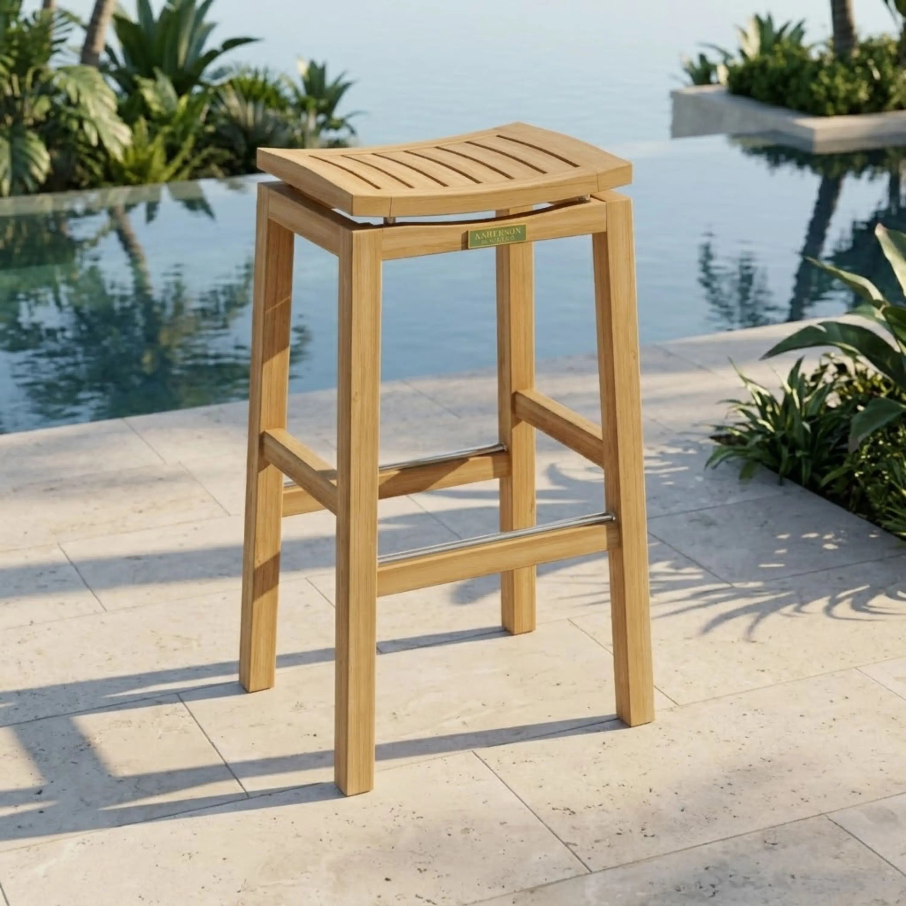 Anderson Teak Winston Backless Bar Chair – Teak Outdoor Bar Stool