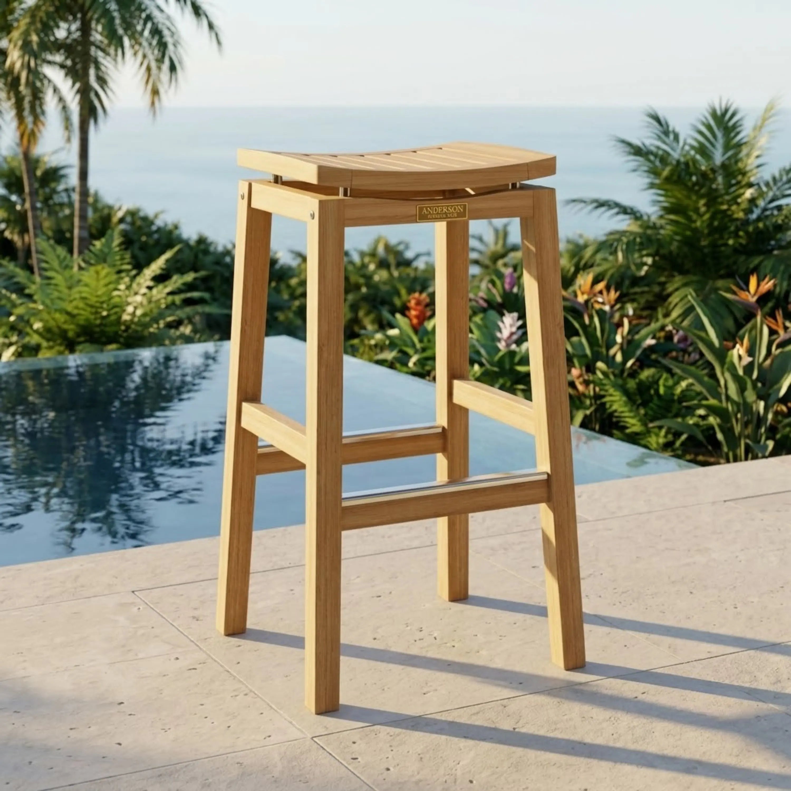 Anderson Teak Winston Backless Bar Chair – Teak Outdoor Bar Stool