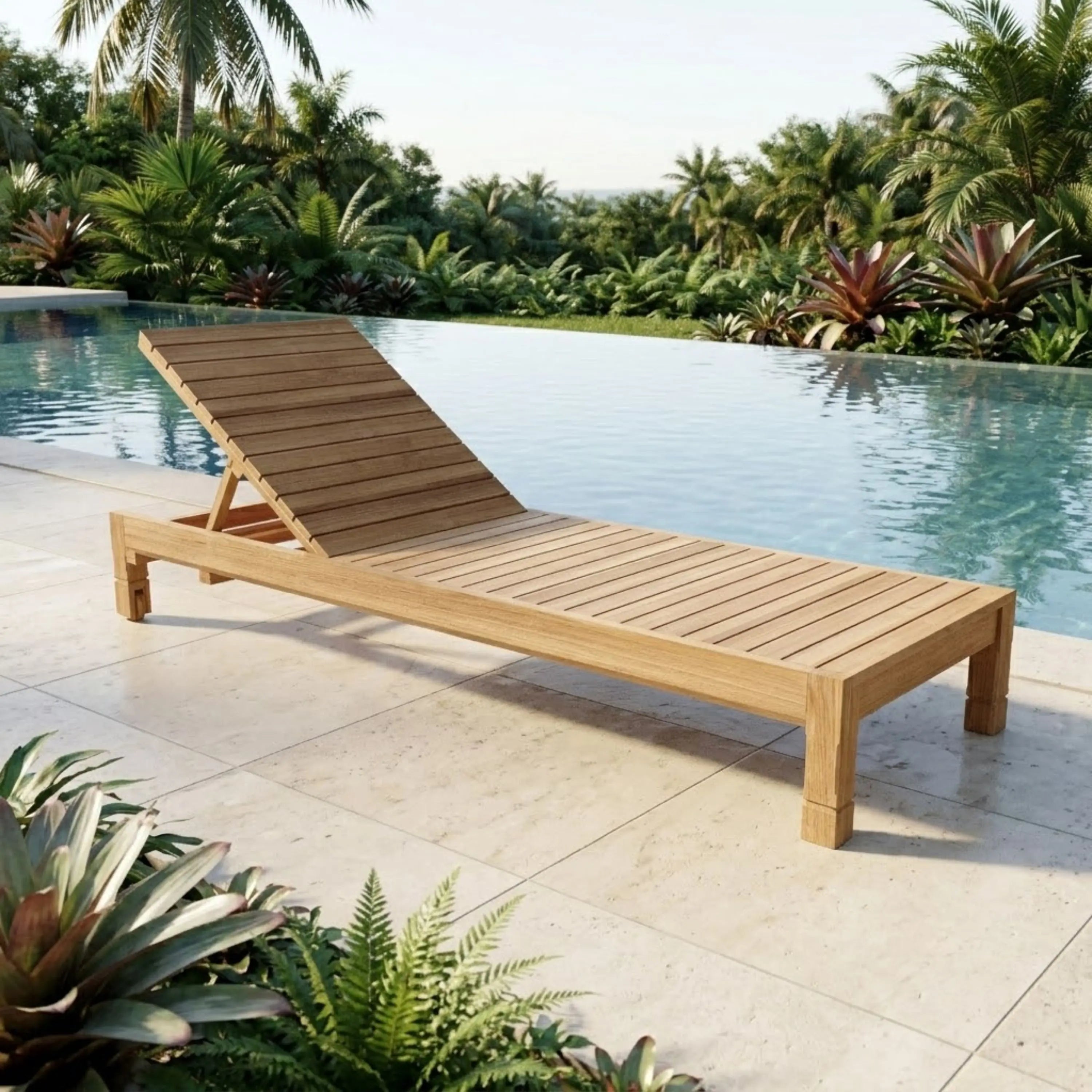 Anderson Teak SouthBay Sun Lounger Premium Solid Teak Outdoor Chaise Lounge