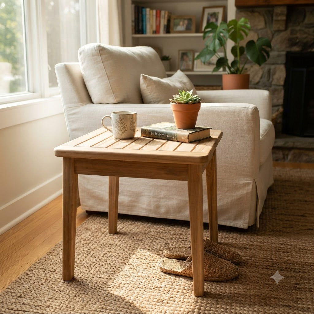 Anderson Teak Amalfi Side Table – Solid Teak Outdoor Patio End Table