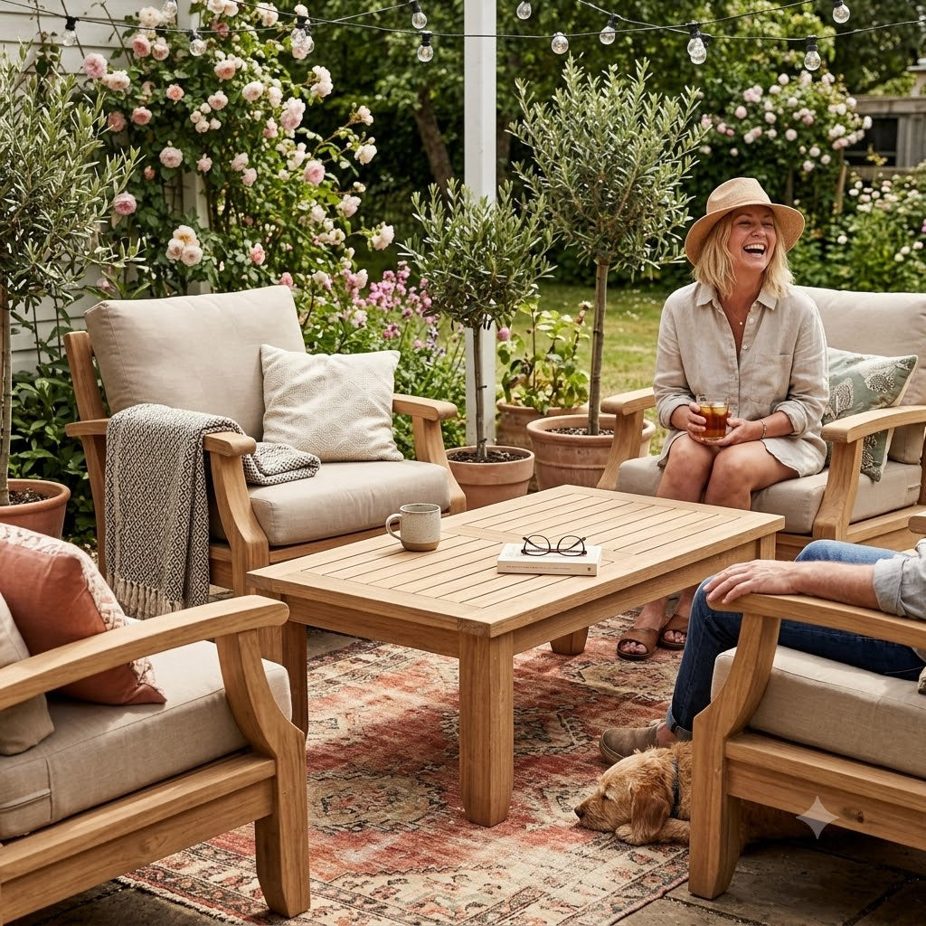 Anderson Teak Luxe Rectangular Coffee Table – Premium Solid Teak Outdoor Coffee Table 48" Patio & Garden Centre Table