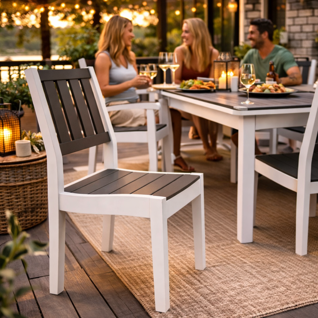 Seaside Greenwich Dining Side Chair Slatted – Modern Outdoor Patio Seating