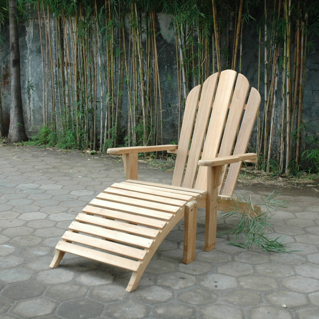 Anderson Teak Adirondack Chair with Ottoman – Grade A Teak Outdoor Patio & Garden Lounge Chair