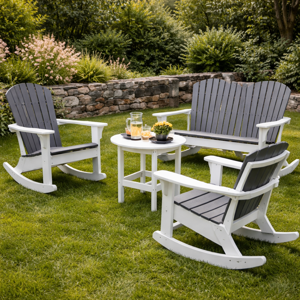 Seaside Adirondack Shellback Rocker Outdoor Patio Rocking Chair