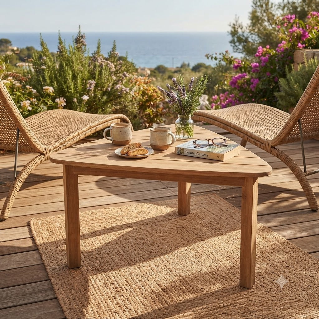 Anderson Teak Padua Triangle Dining Table – Solid Teak Outdoor Patio Table