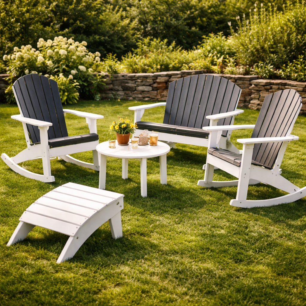 Seaside Adirondack Foot Stool – Outdoor Patio Footrest