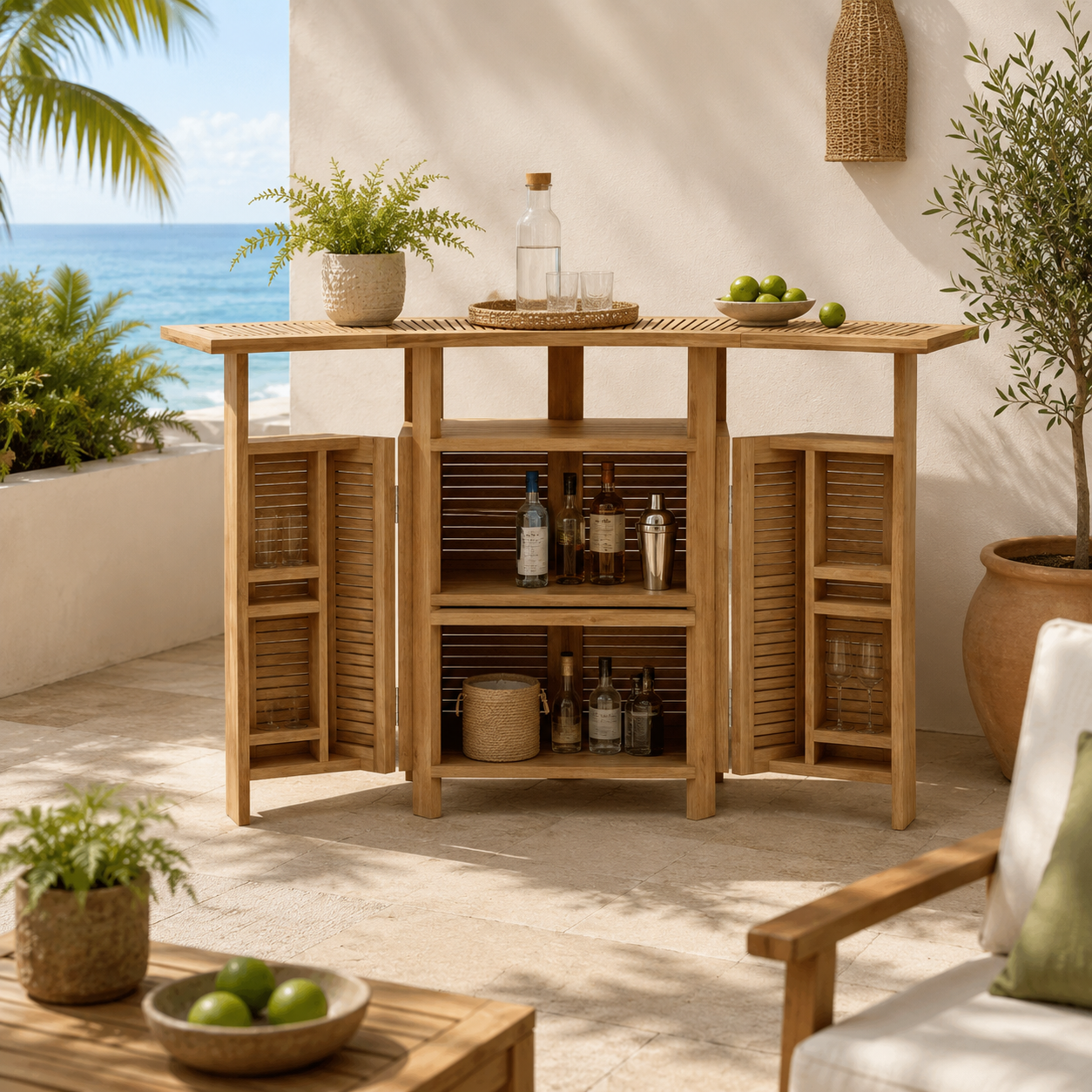 Anderson Teak Altavista 62″ Folding Bar Table – Solid Teak Outdoor Bar Table
