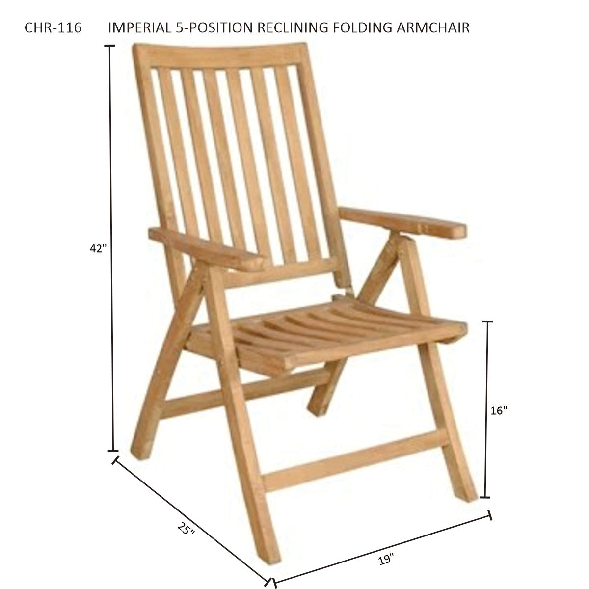 Anderson Teak Imperial 5-Position Reclining Armchair – Folding Teak Outdoor Seating