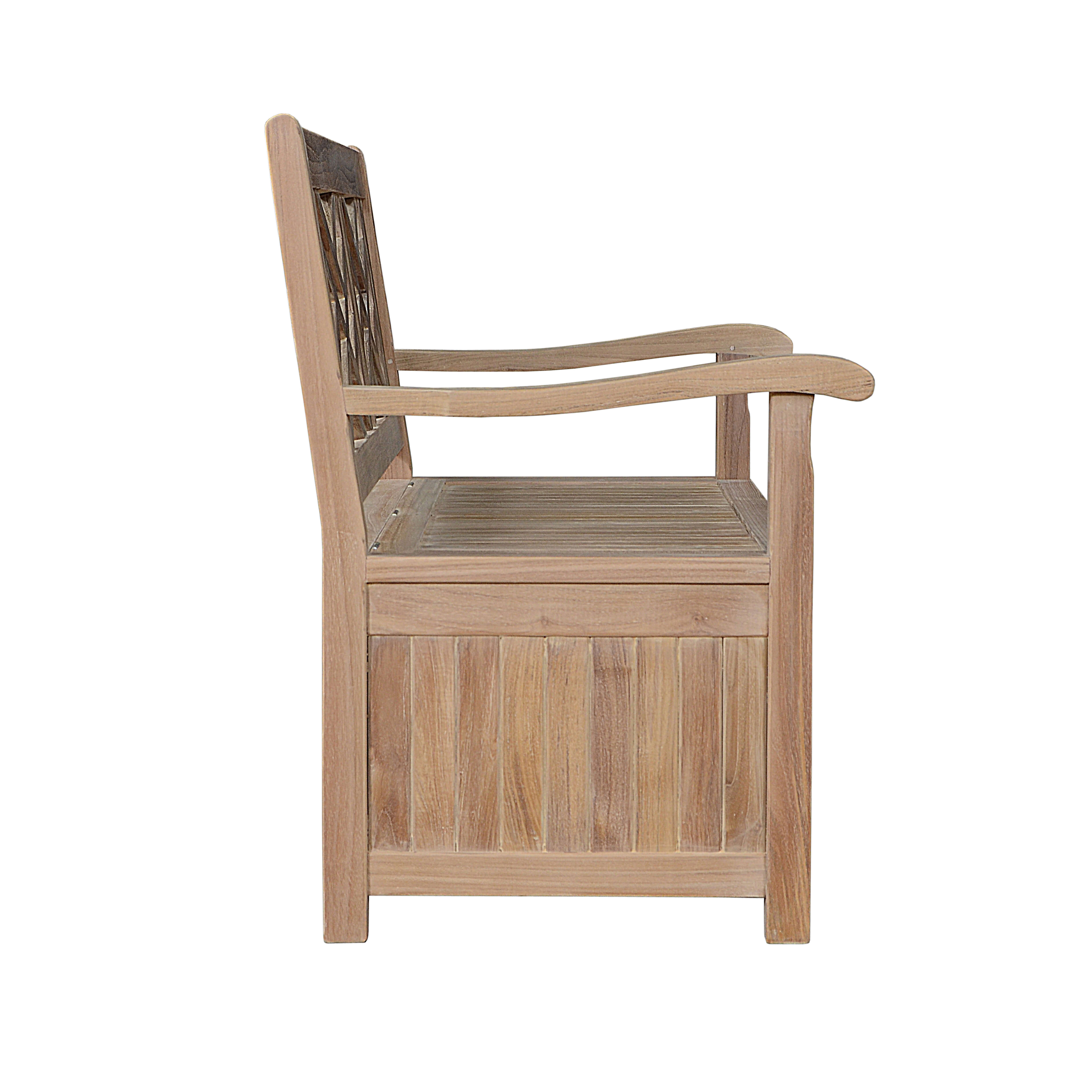 Anderson Teak Vilano Storage Bench – Solid Teak Outdoor Bench with Hidden Storage