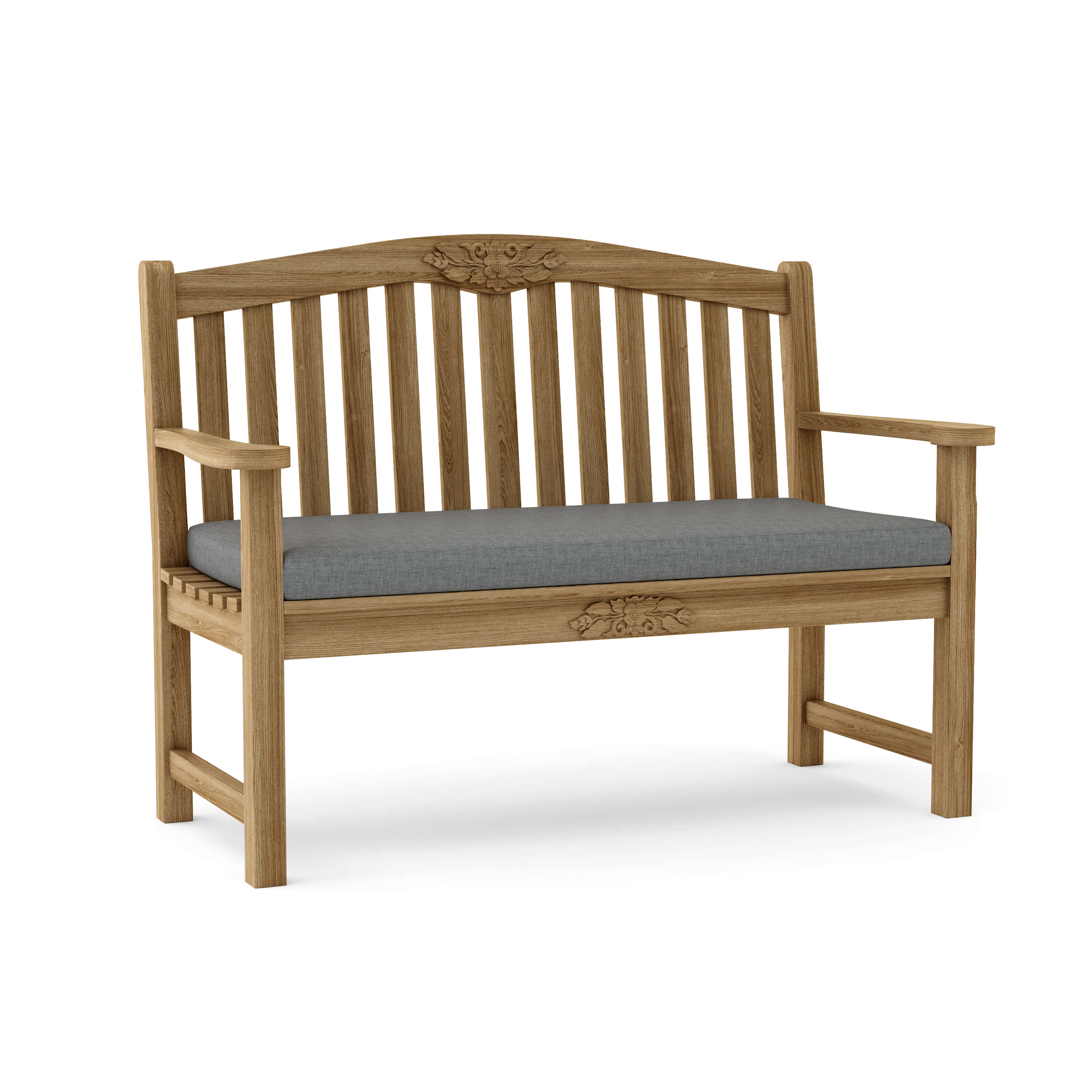 Anderson Teak Rose 50″ Round Bench – Hand-Carved Solid Teak Outdoor Garden Bench