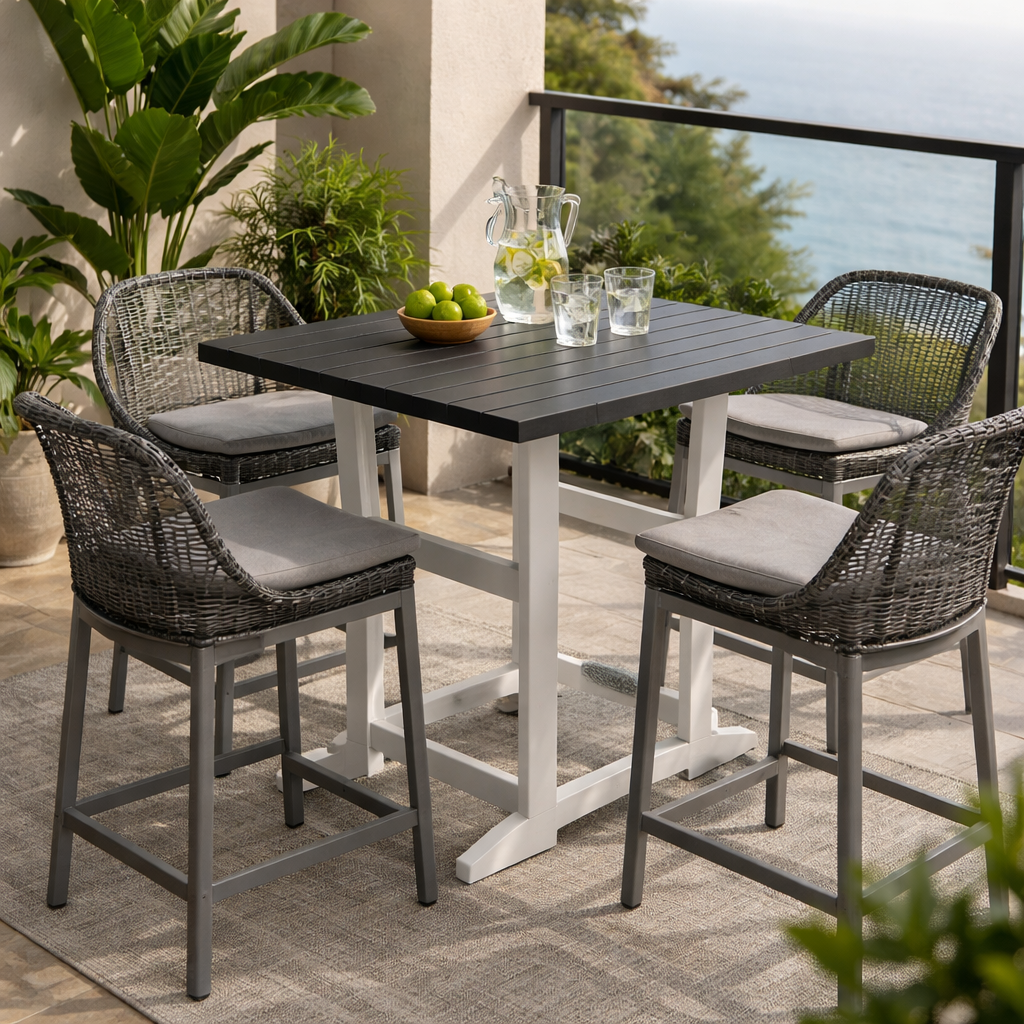 Seaside Coastline Cafe Square Dining Table – Modern Outdoor Patio Table