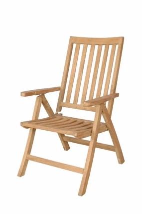 Anderson Teak Imperial 5-Position Reclining Armchair – Folding Teak Outdoor Seating