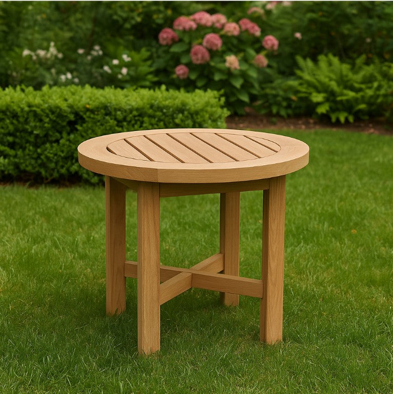 Anderson Teak Belford 20″ Round Side Table – Solid Teak Outdoor End Table