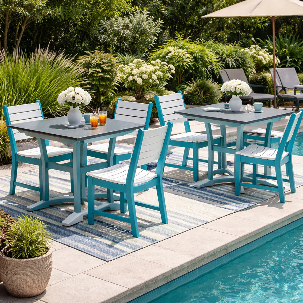 Seaside Coastline Cafe Square Dining Table – Modern Outdoor Patio Table