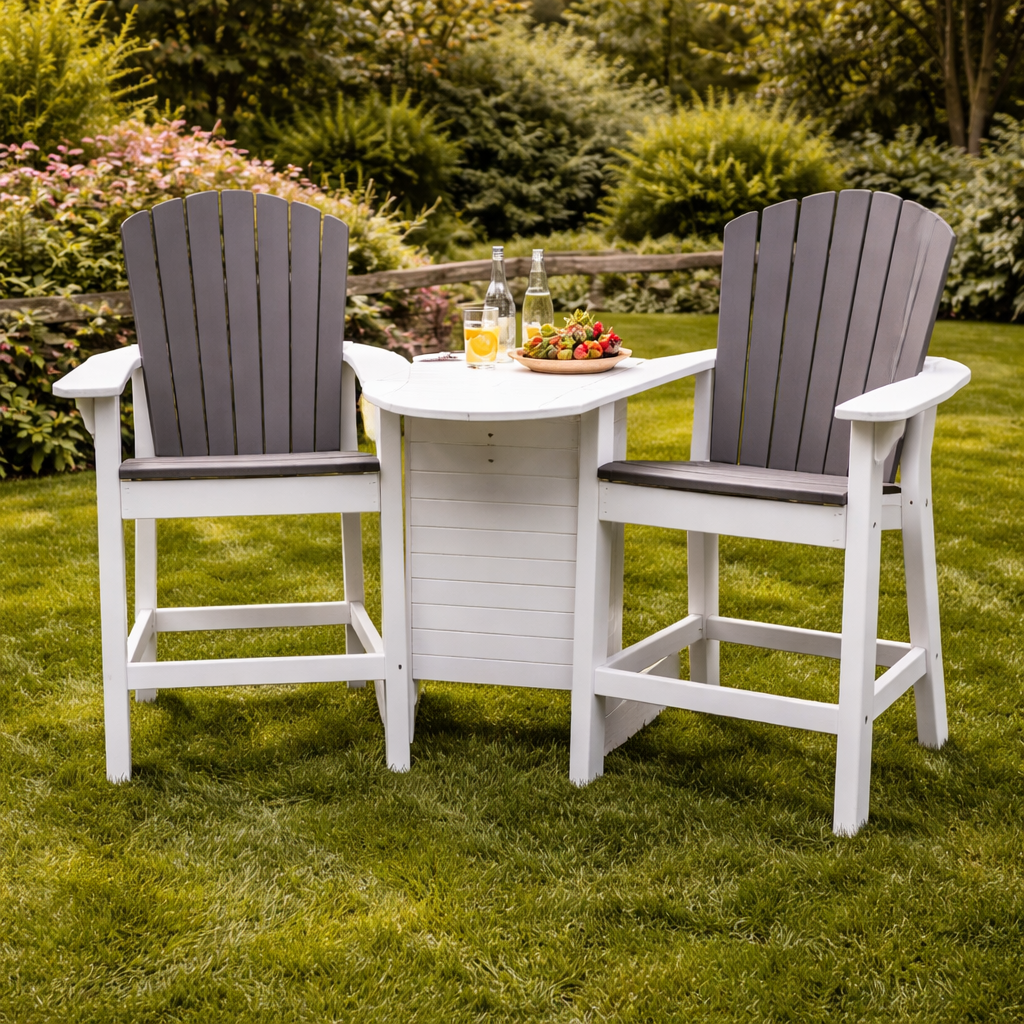 Seaside Adirondack Chair Tête-à-Tête Table – Outdoor Armrest Connector Table