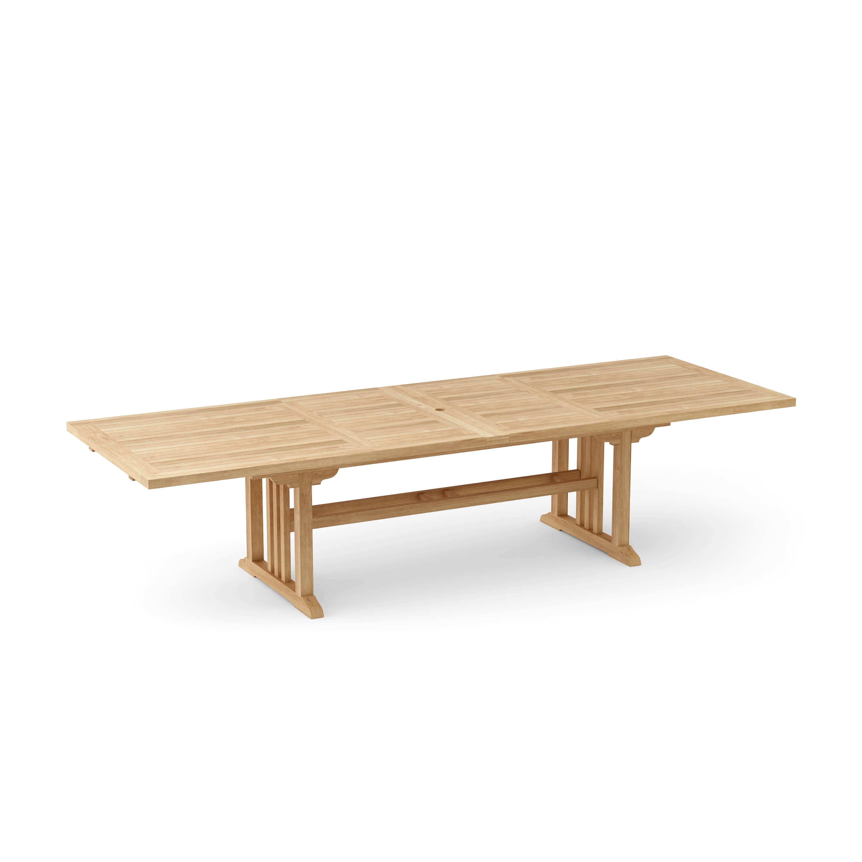 Anderson Teak Sahara 126″ Double Extension Dining Table – Large Teak Outdoor Patio Table