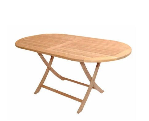 Anderson Teak Bahama 47″ Oval Folding Table – Solid Teak Outdoor Patio Table