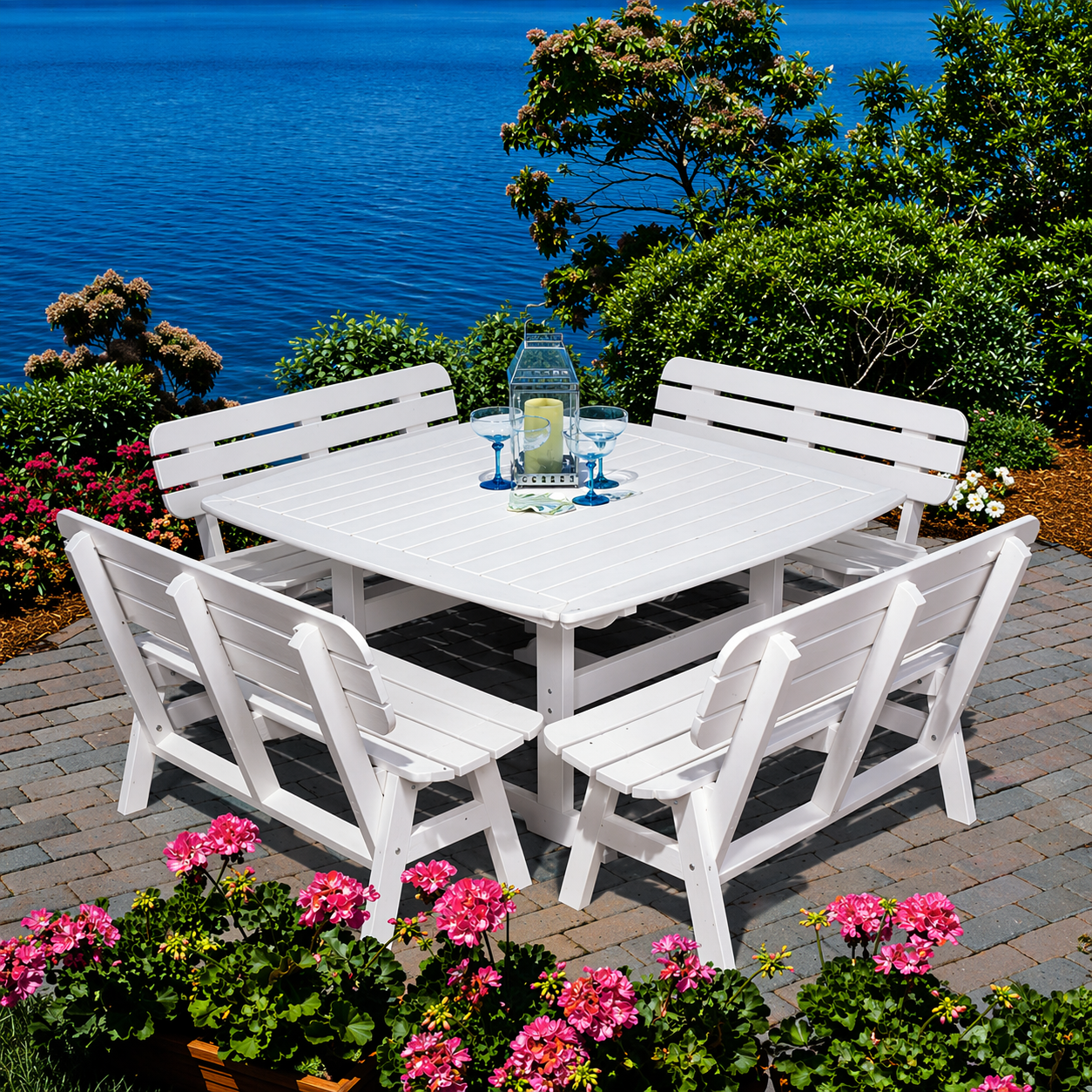 Seaside Portsmouth 48″ Rectangular EnviroWood Outdoor Dining Bench