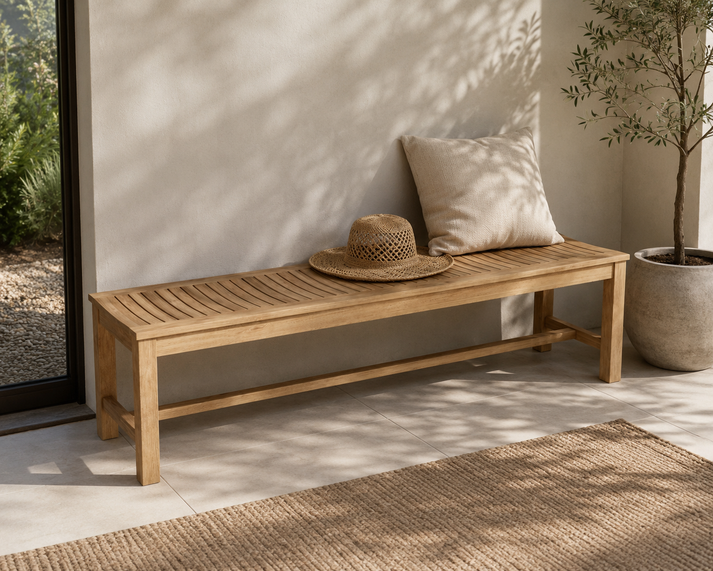 Anderson Teak – Casablanca 4-Seater Backless Bench – Curved Teak Seating