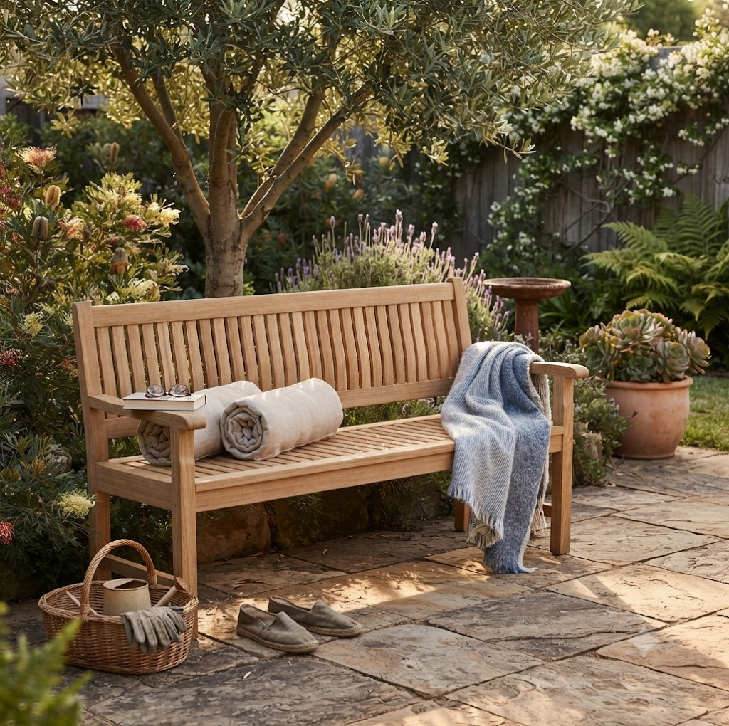 Anderson Teak Del-Amo 4-Seater Bench – Solid Teak Outdoor Garden Bench