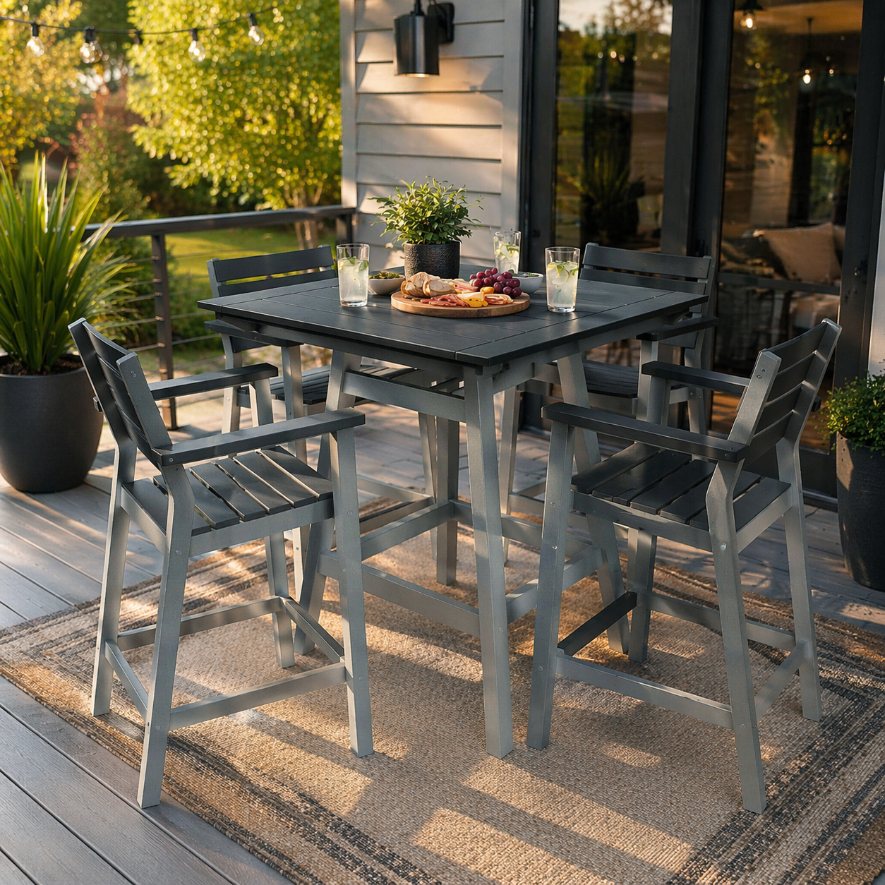 Seaside MAD Bar Table 40″ x 40″ – Modern Outdoor Bar Height Table