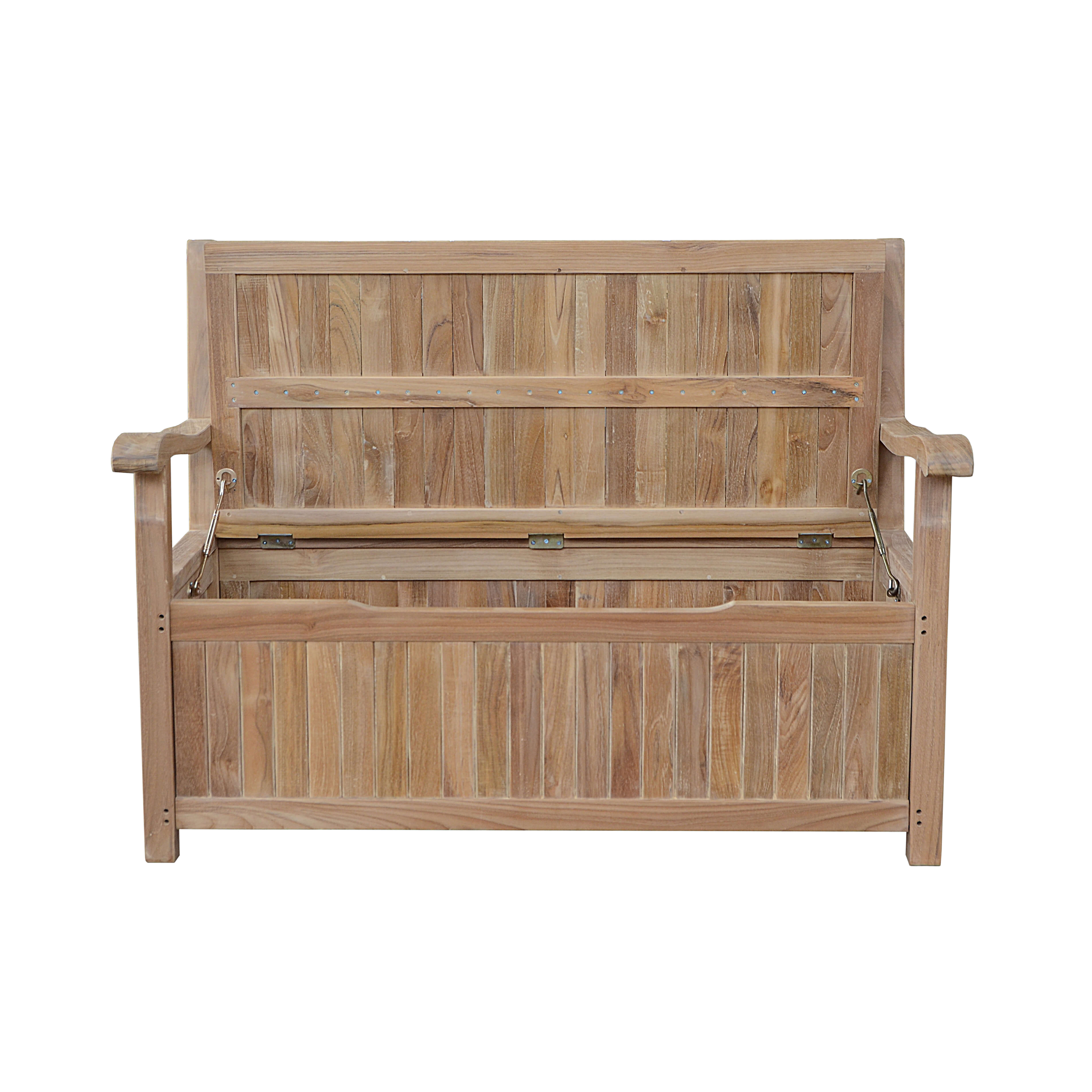 Anderson Teak Vilano Storage Bench – Solid Teak Outdoor Bench with Hidden Storage