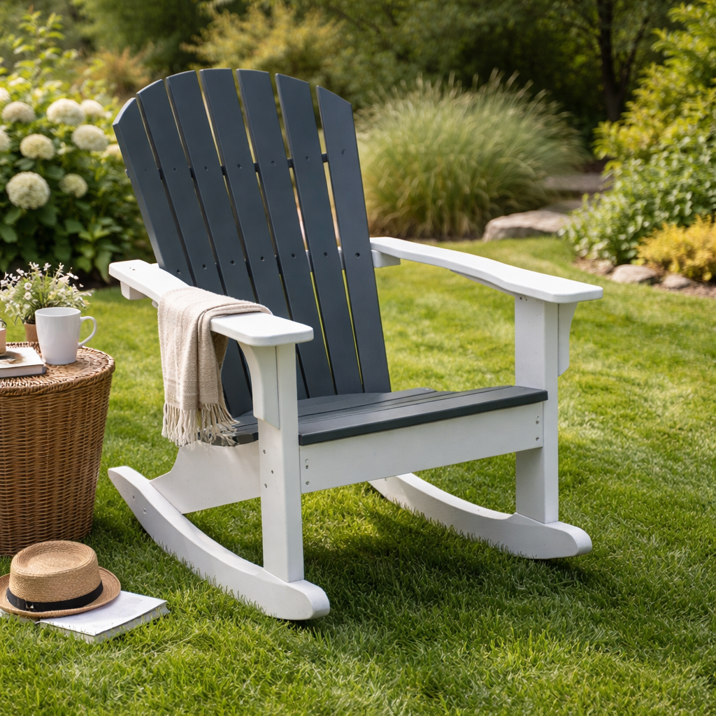 Seaside Adirondack Shellback Rocker Outdoor Patio Rocking Chair