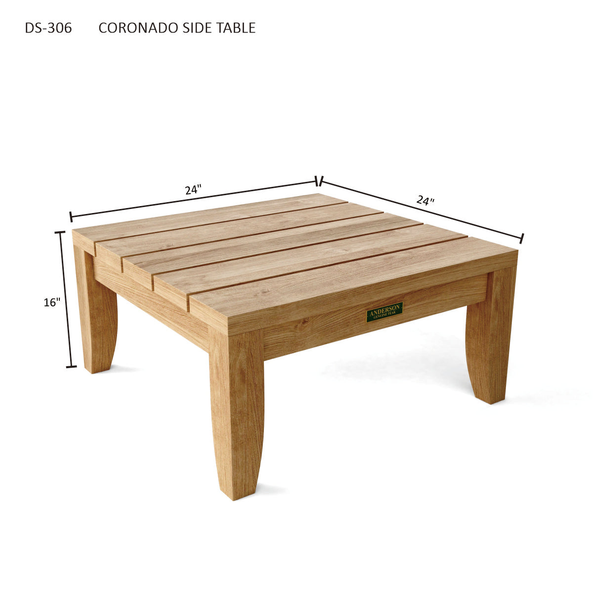 Anderson Teak Coronado Side Table – Solid Teak Outdoor End Table