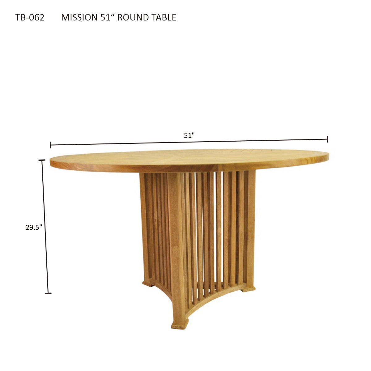 Anderson Teak Mission 51″ Round Dining Table – Solid Teak Outdoor Patio Table